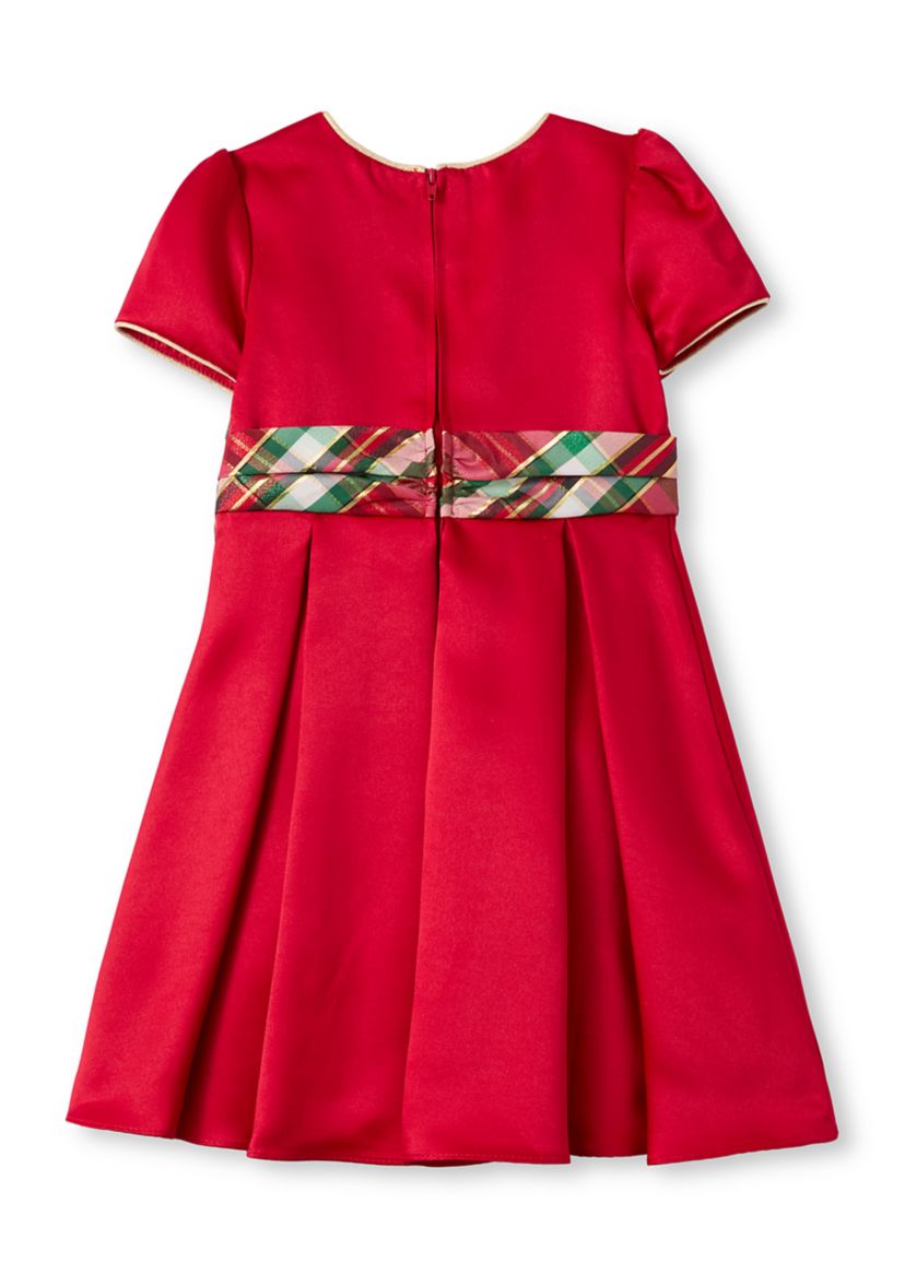 Girls 4-6x Satin Plaid Sash Dress