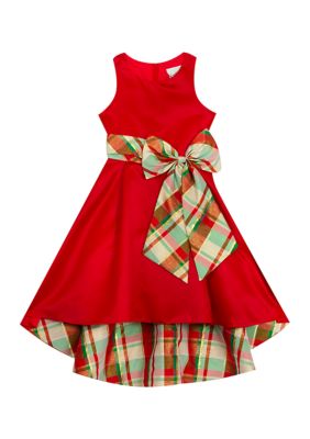 Rare Editions Girls 7-16 Satin High Low Dress with LUREX® Plaid Lining ...