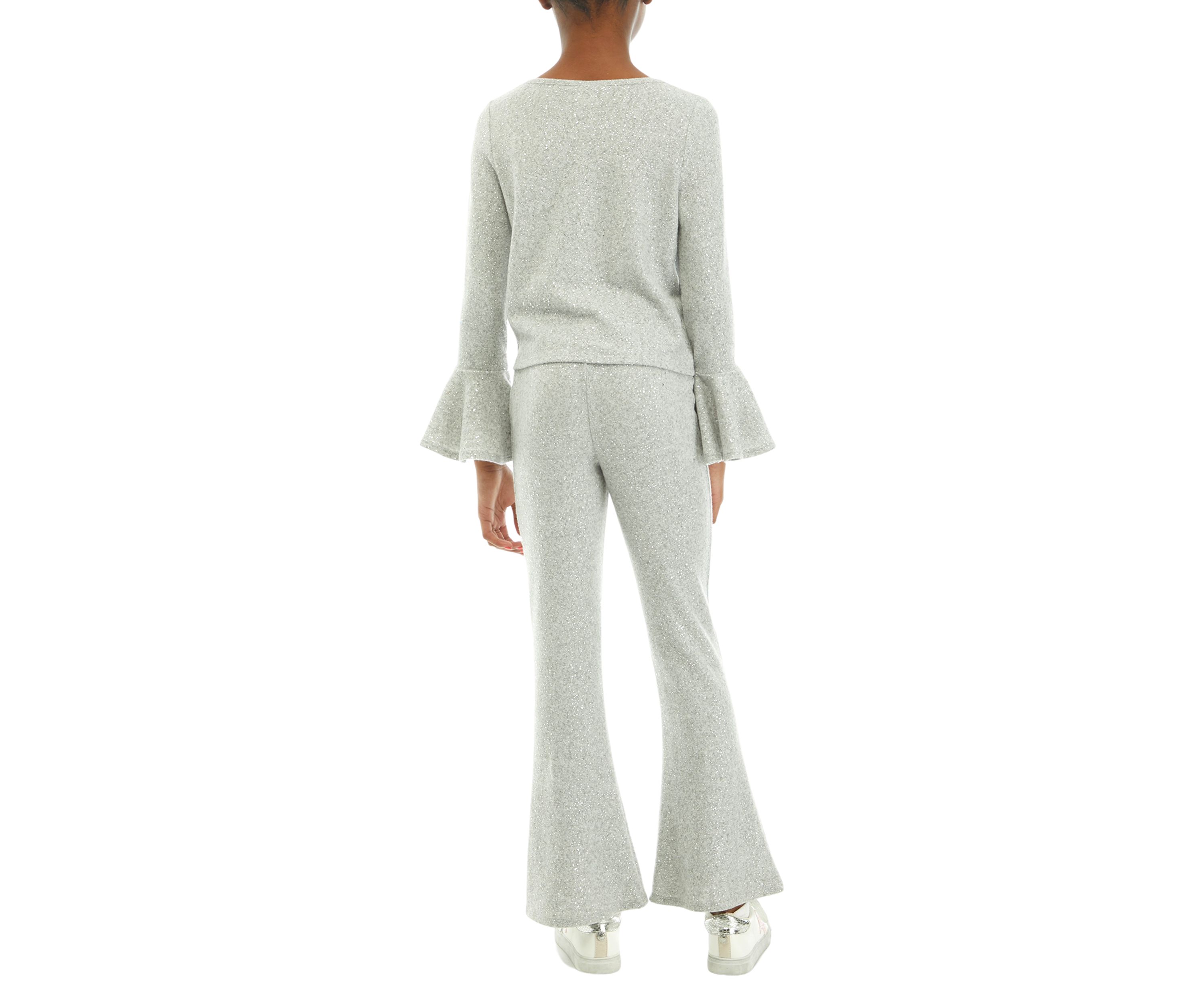 Girls 7-16 Bell Sleeve Twist Top and Flare Pants Set