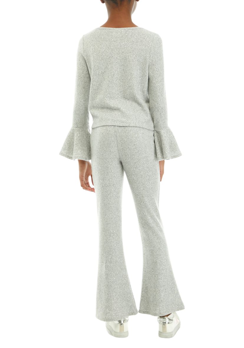 Girls 7-16 Bell Sleeve Twist Top and Flare Pants Set