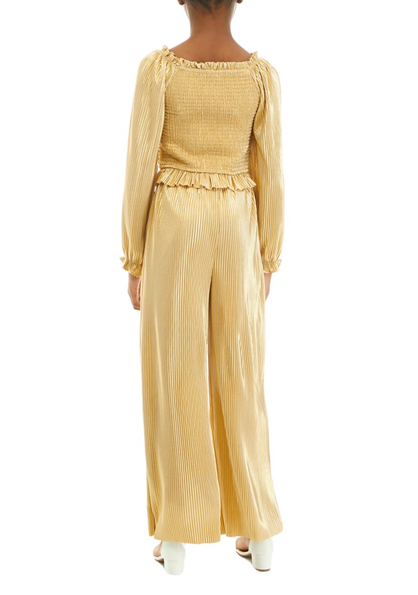 Girls 7-16 Long Sleeve Foil Top and Matching Pant Set 