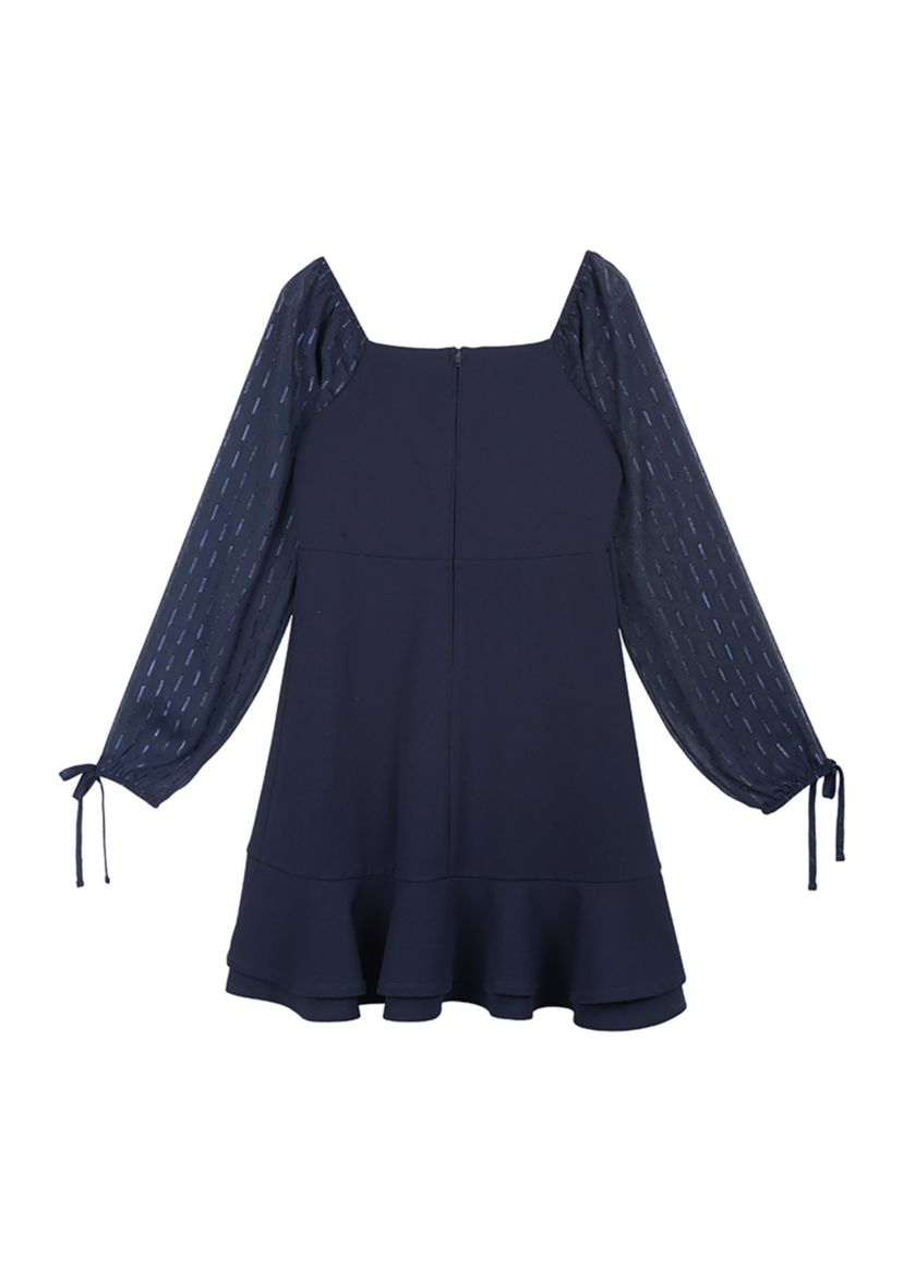 Girls 7-16 Long Sleeve Scuba Dress