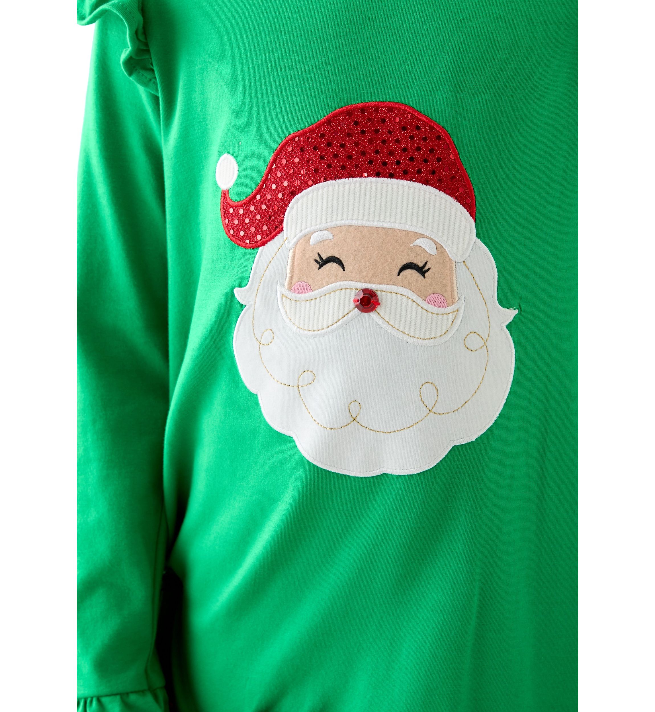 Girls 7-16 Santa Appliqué Knit Top and Printed Leggings Set