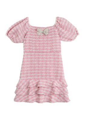 Rare Editions Girls 7-16 Knit BouclÃ© Dress with Bow AppliquÃ©