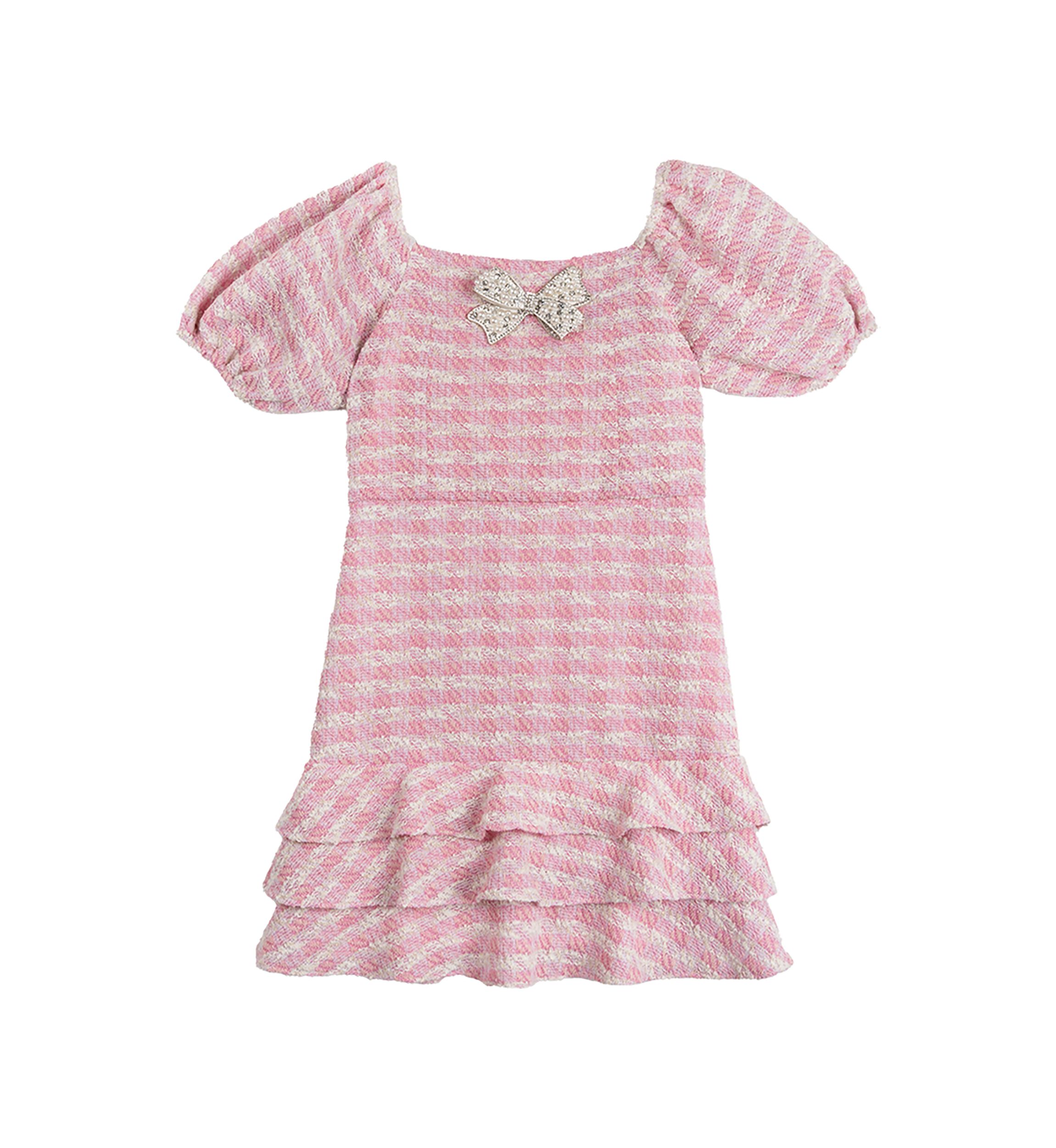 Girls 7-16 Knit Bouclé Dress with Bow Appliqué