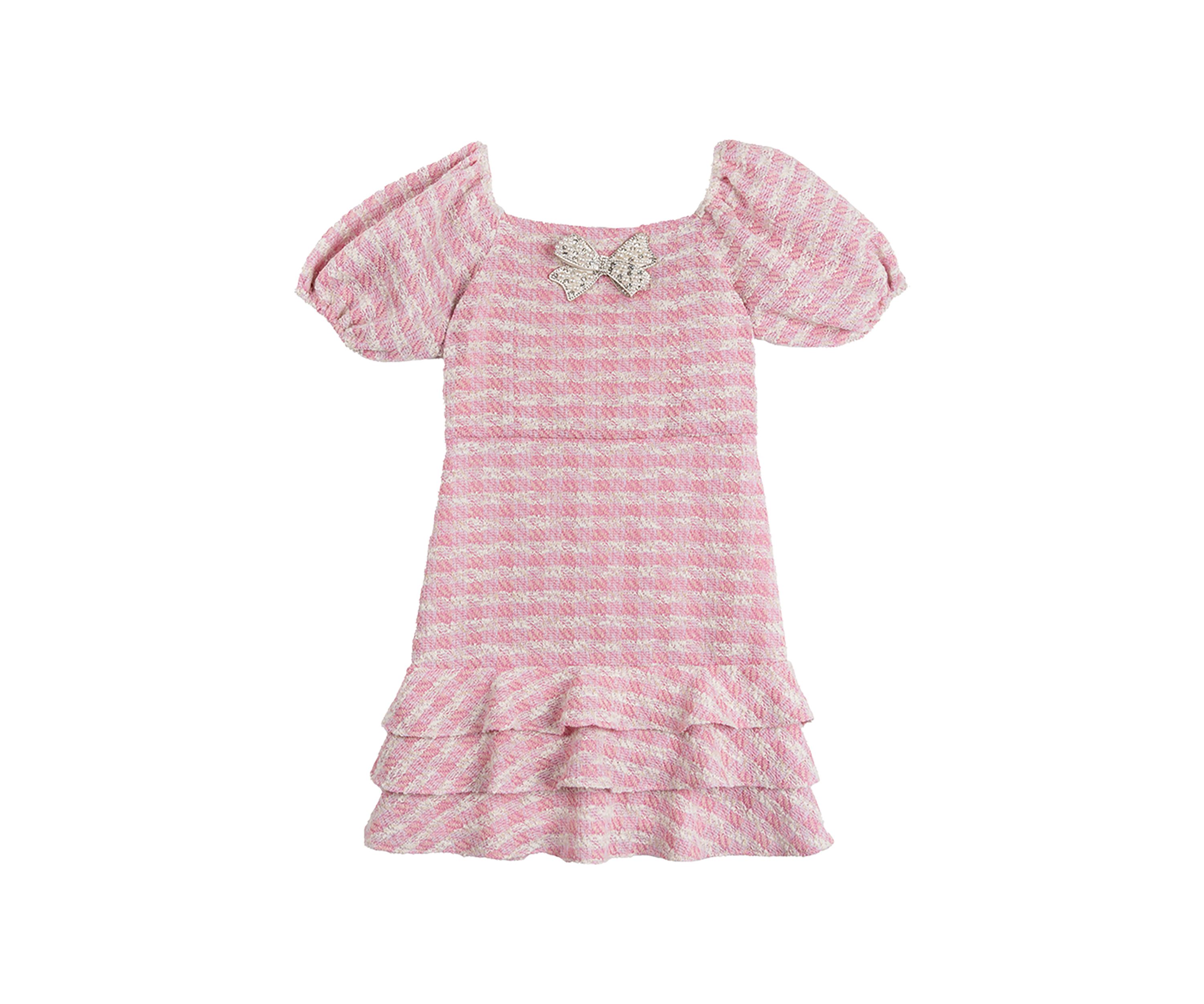 Girls 7-16 Knit Bouclé Dress with Bow Appliqué