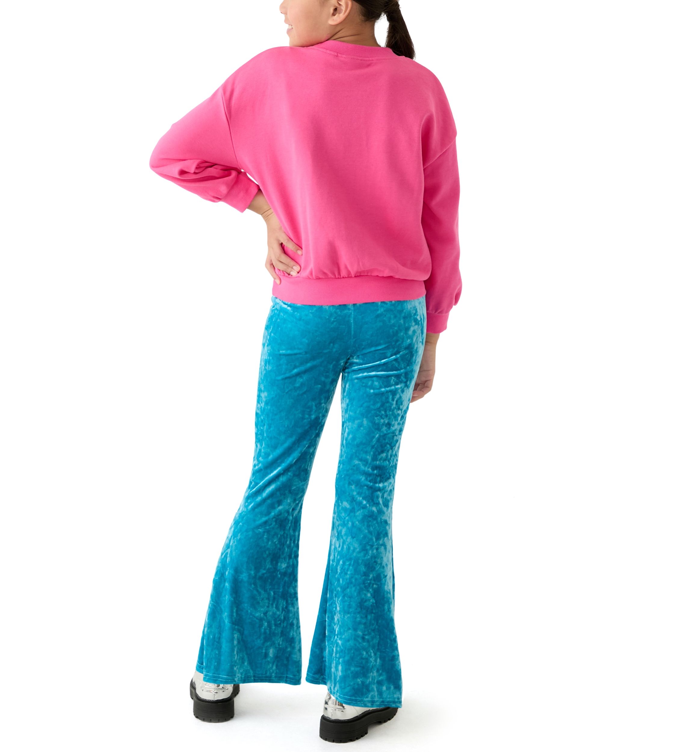 Girls 7-16 French Terry Sweatshirt and Velvet Pants Set