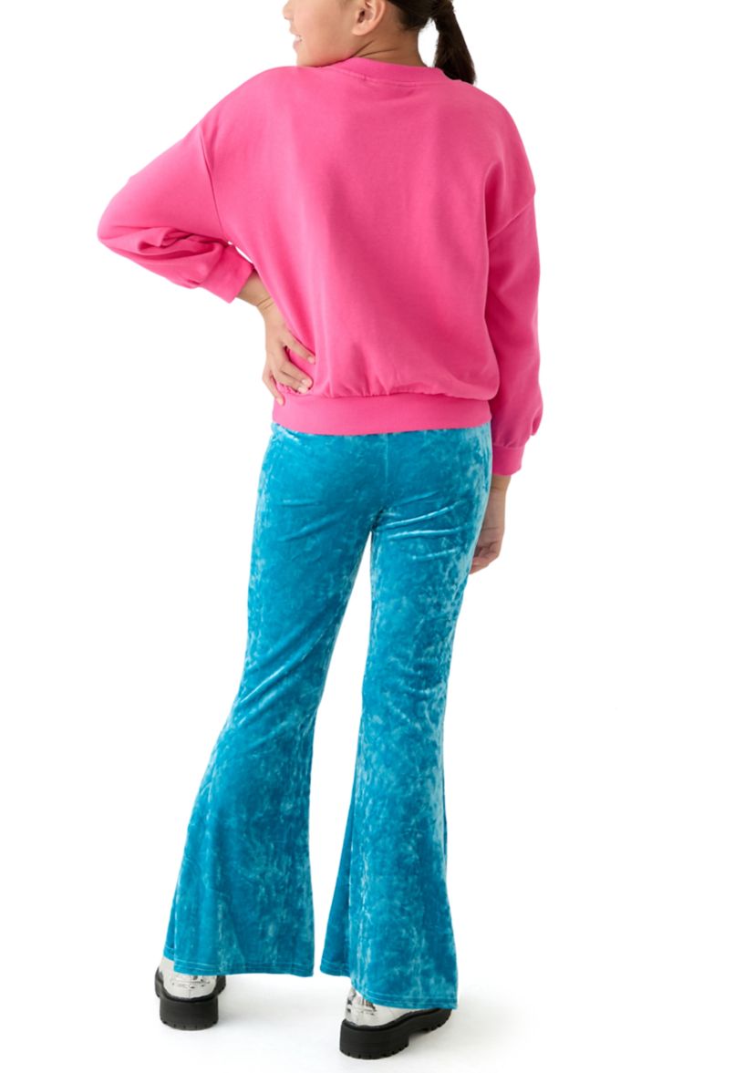 Girls 7-16 French Terry Sweatshirt and Velvet Pants Set