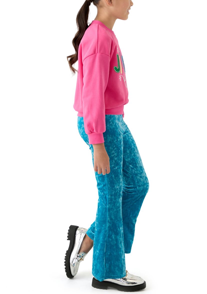 Girls 7-16 French Terry Sweatshirt and Velvet Pants Set