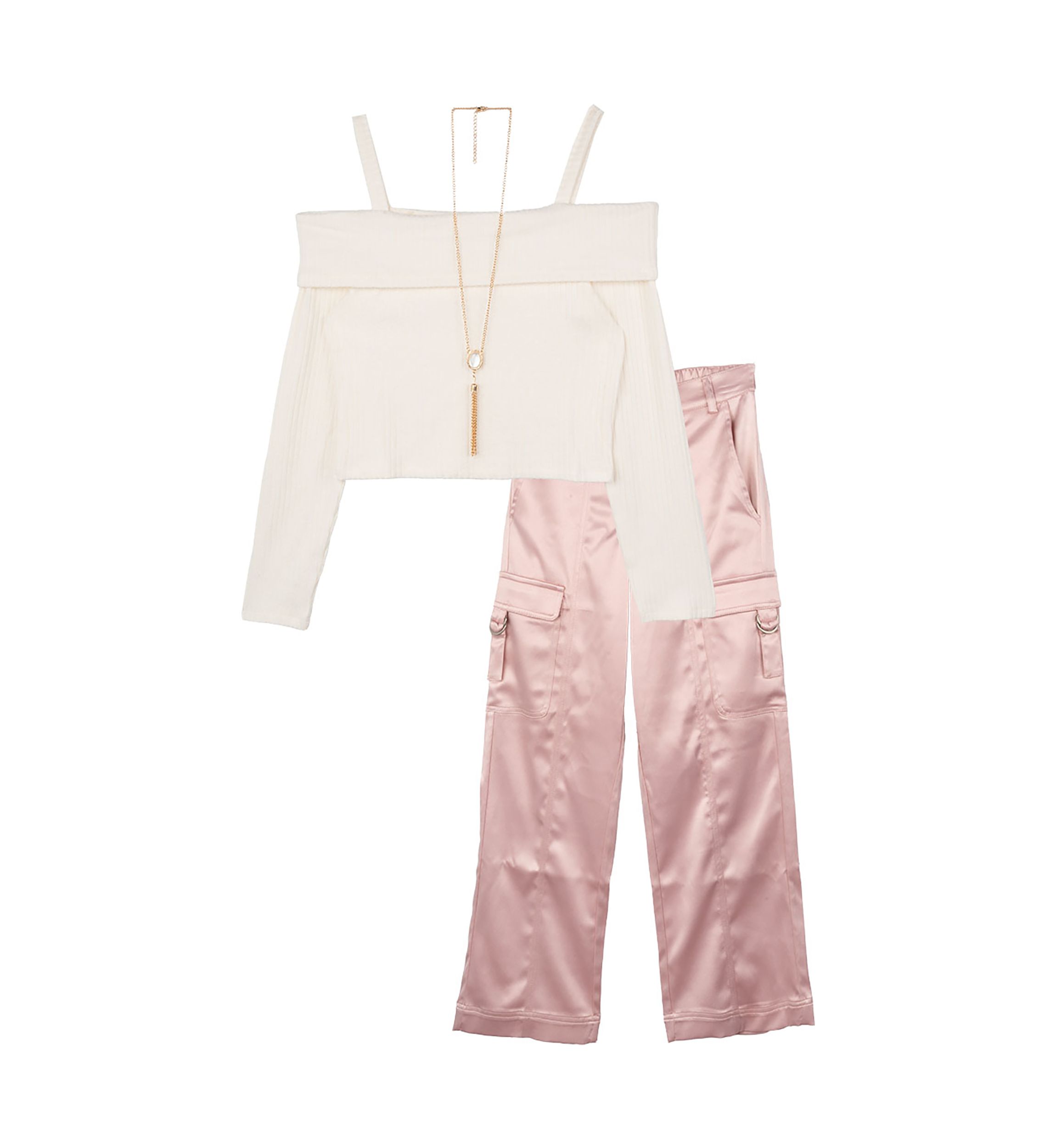 Girls 7-16 Brushed Ribbed Knit Top and Pants Set