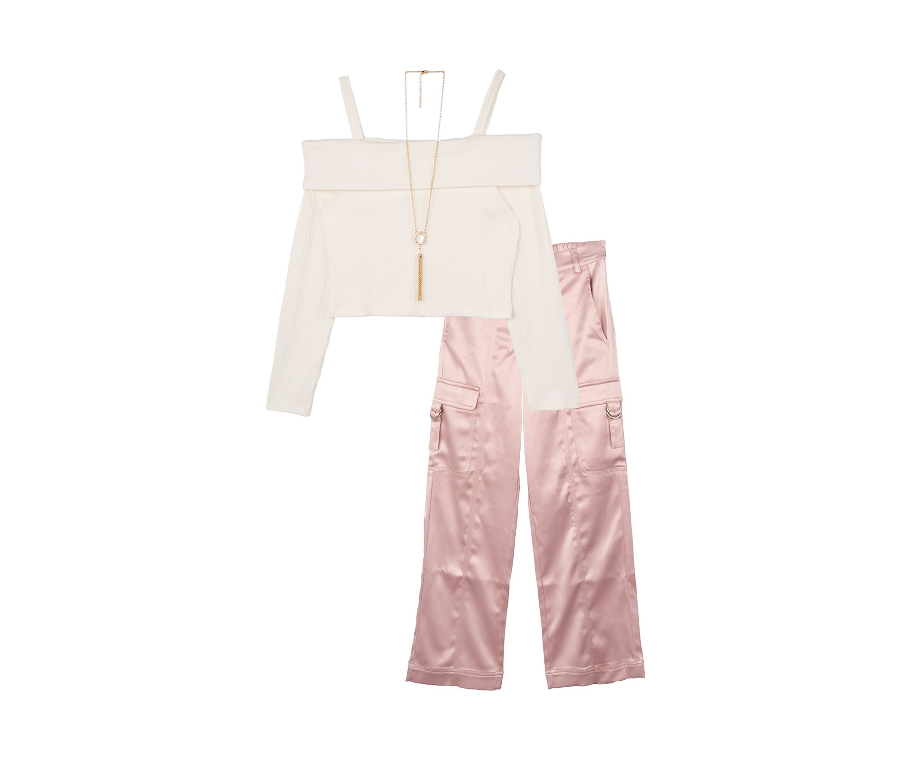 Girls 7-16 Brushed Ribbed Knit Top and Pants Set
