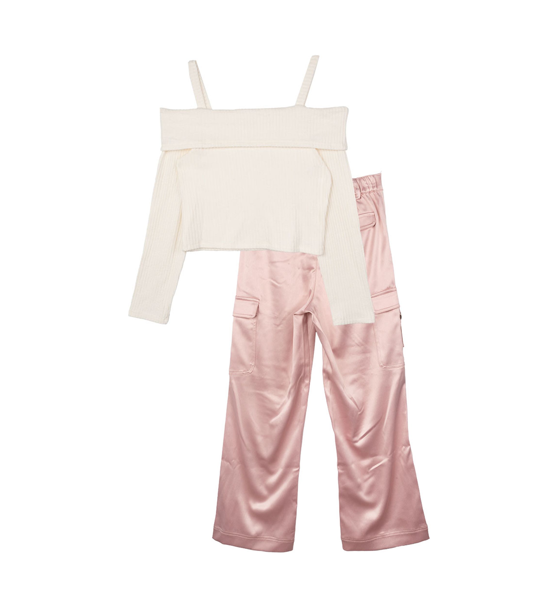 Girls 7-16 Brushed Ribbed Knit Top and Pants Set