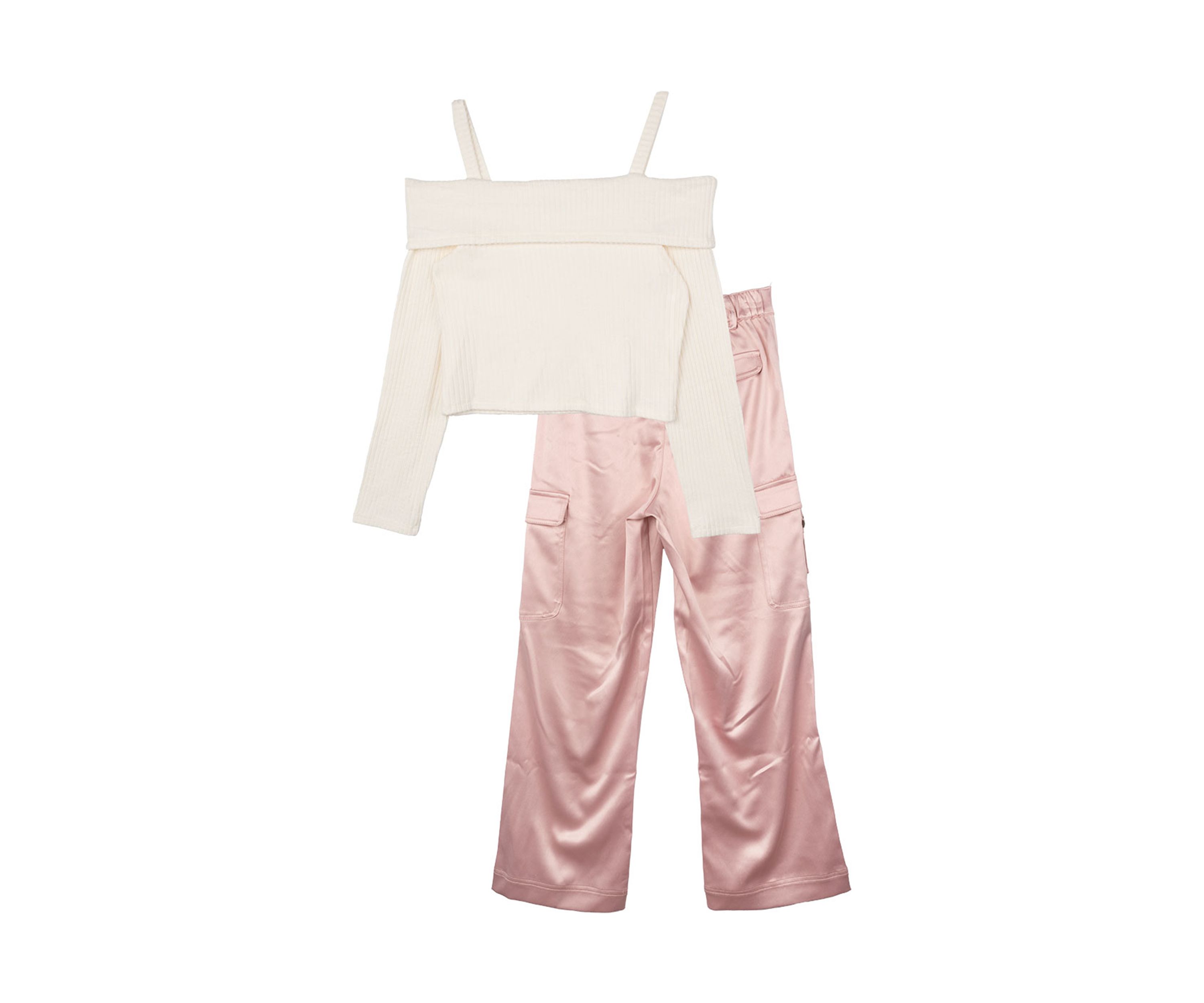 Girls 7-16 Brushed Ribbed Knit Top and Pants Set