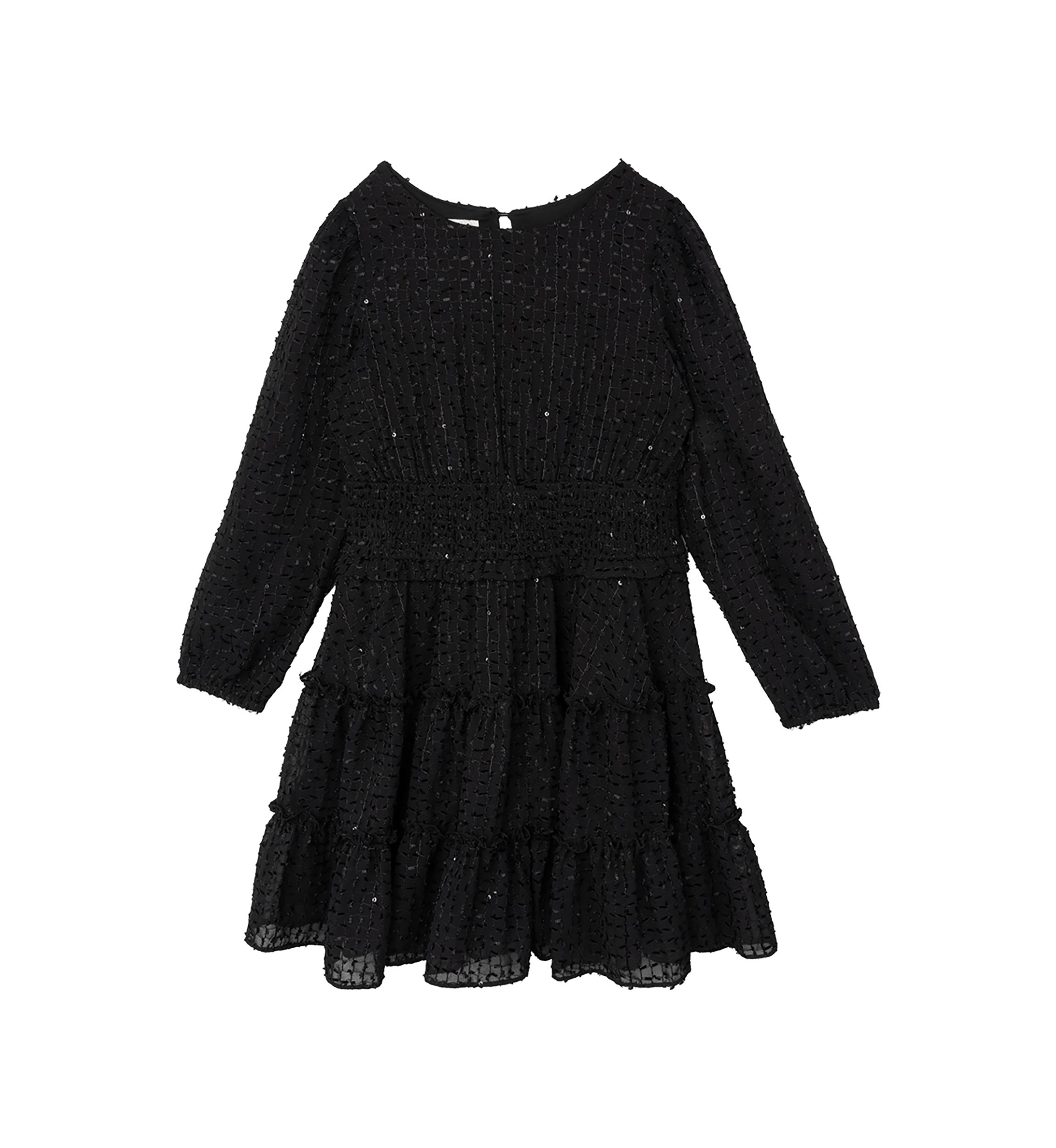 Girls 7-16 Fringe Sequin Clip Dot Smocked Chiffon Dress