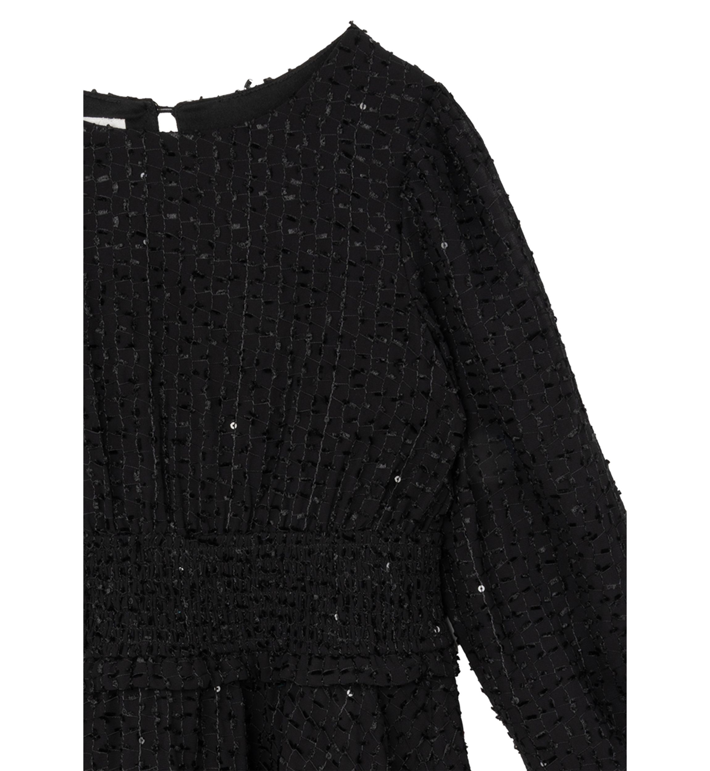 Girls 7-16 Fringe Sequin Clip Dot Smocked Chiffon Dress