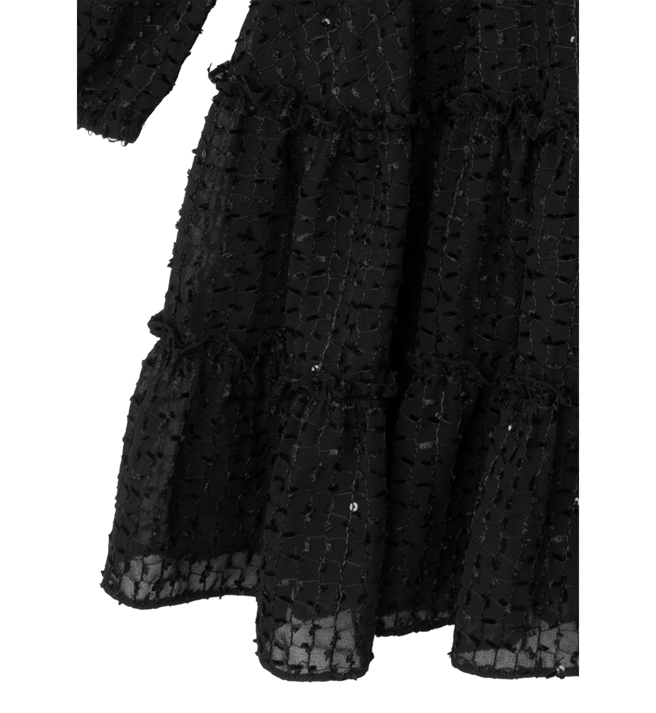 Girls 7-16 Fringe Sequin Clip Dot Smocked Chiffon Dress