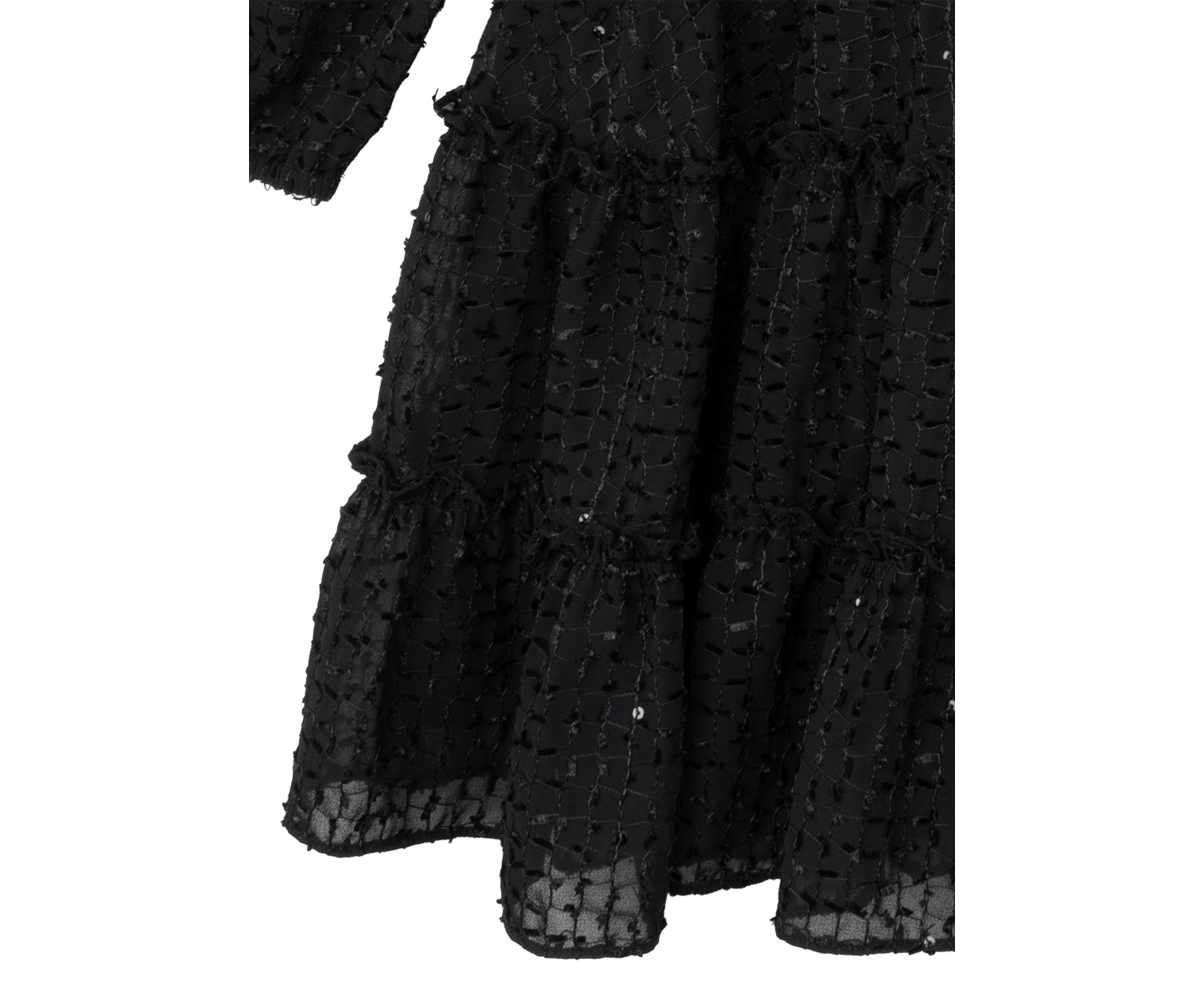 Girls 7-16 Fringe Sequin Clip Dot Smocked Chiffon Dress