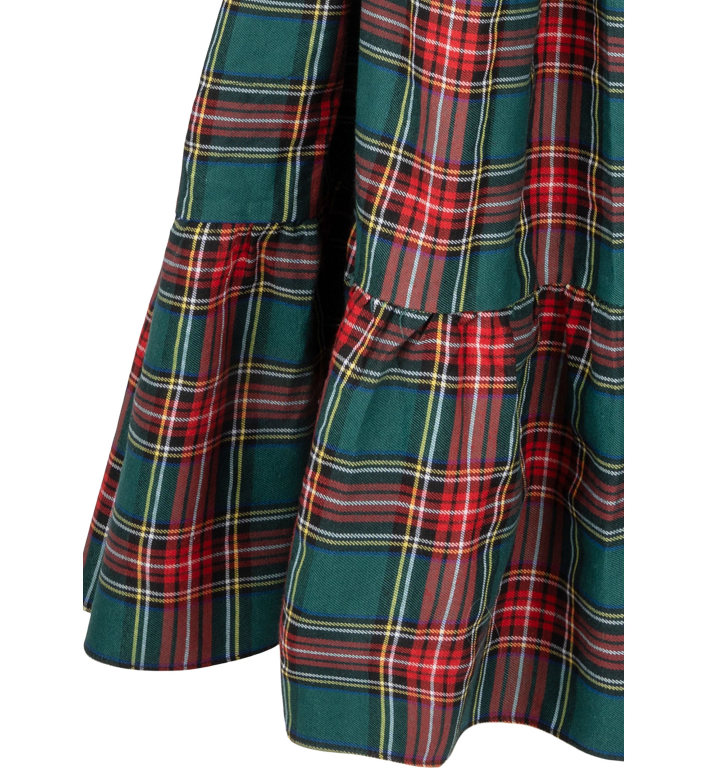 Girls 7-16 Woven Christmas Plaid Printed Smocked Maxi Dress