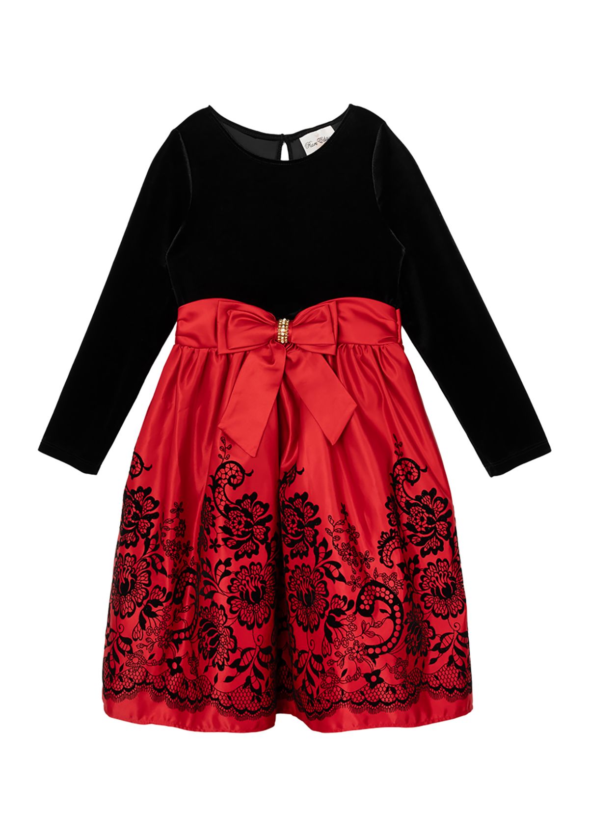 Girls 7-16 Velvet Bodice Satin Skirt Dress