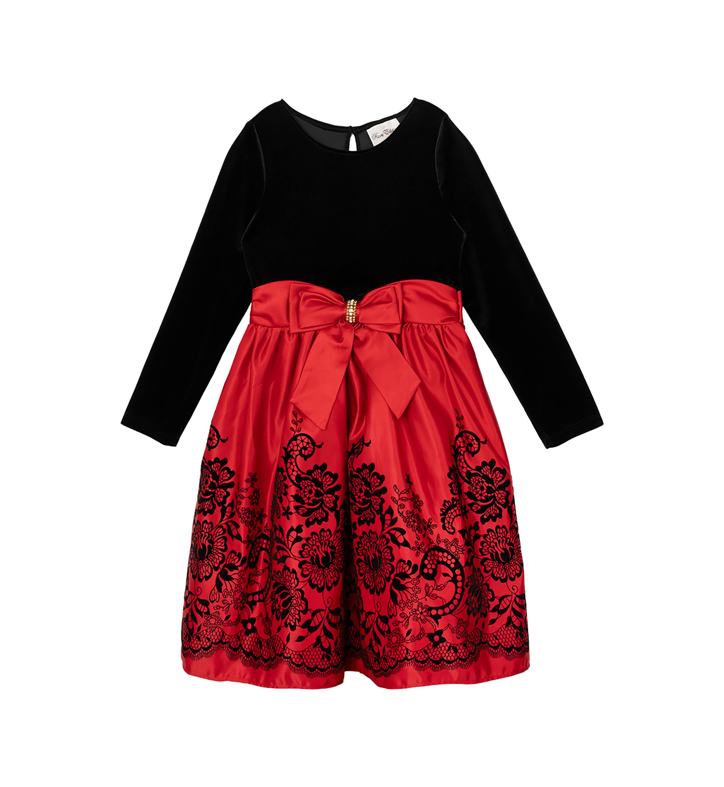 Girls 7-16 Velvet Bodice Satin Skirt Dress