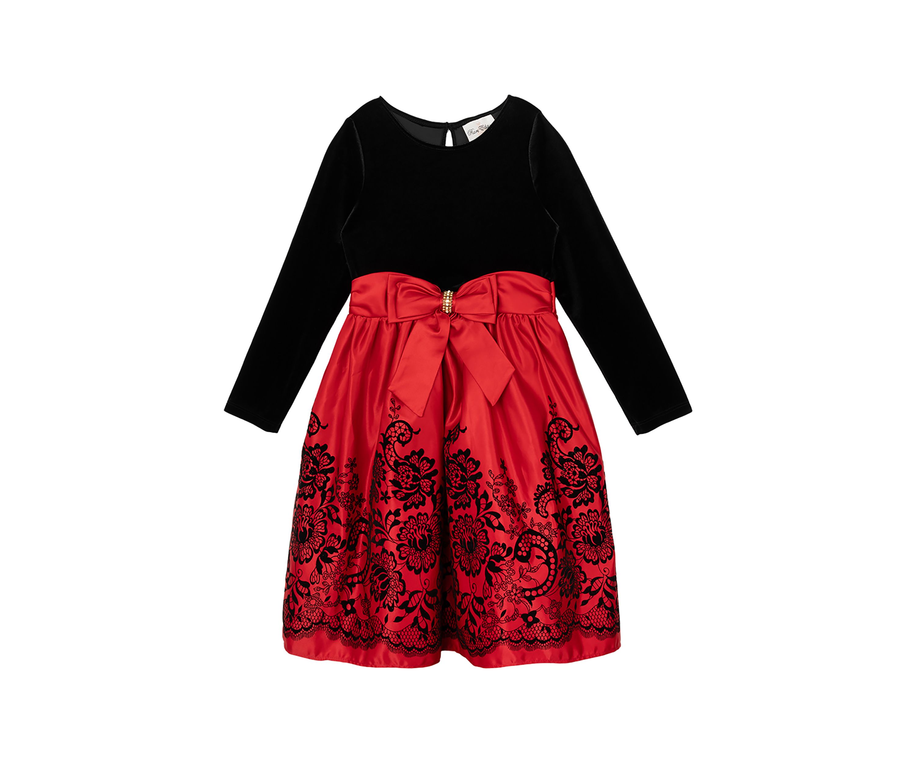 Girls 7-16 Velvet Bodice Satin Skirt Dress