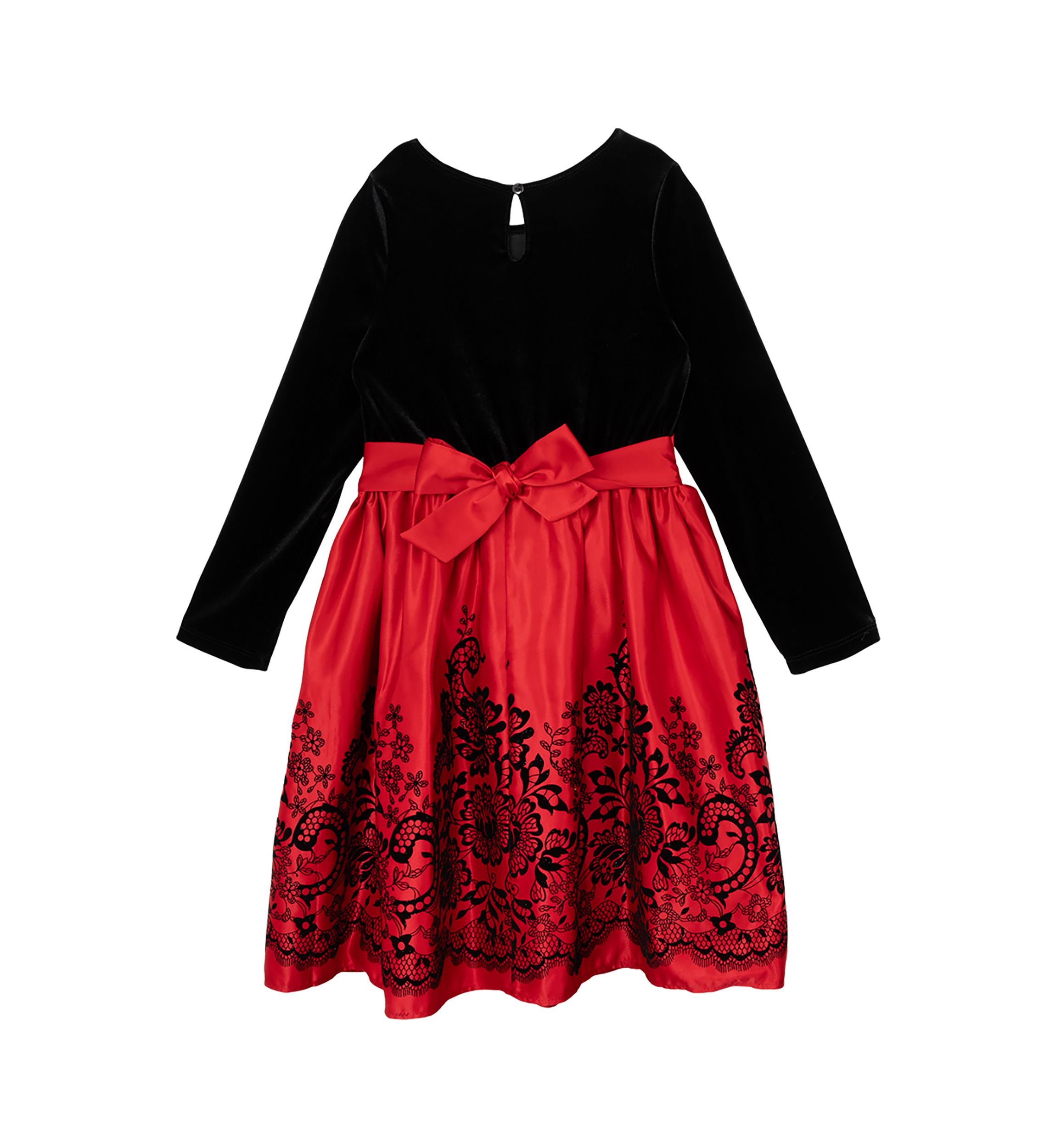 Girls 7-16 Velvet Bodice Satin Skirt Dress
