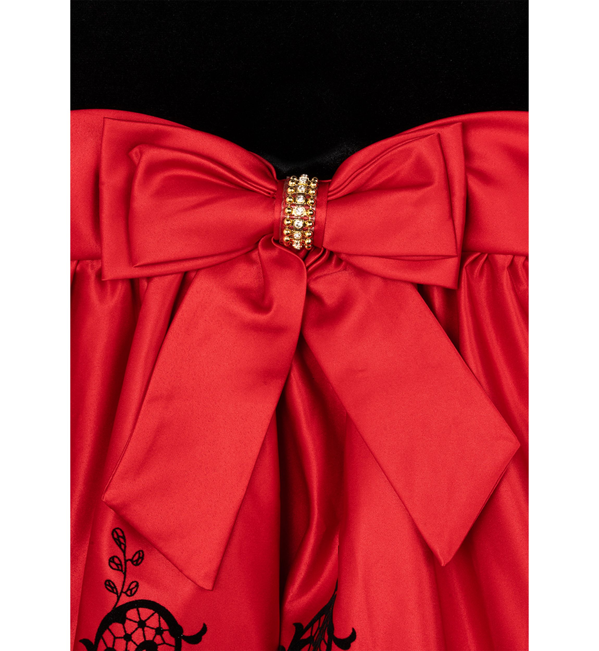 Girls 7-16 Velvet Bodice Satin Skirt Dress
