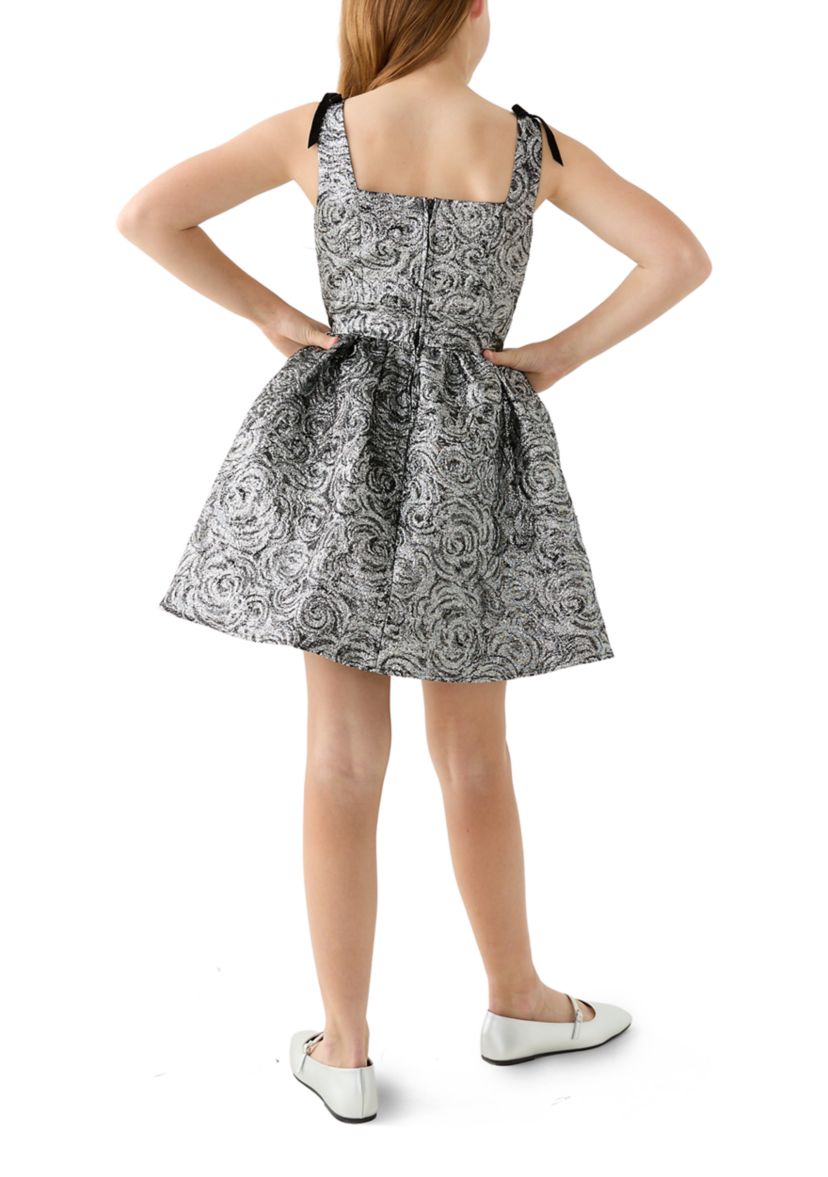 Girls 7-16 Metallic Brocade Velvet Dress