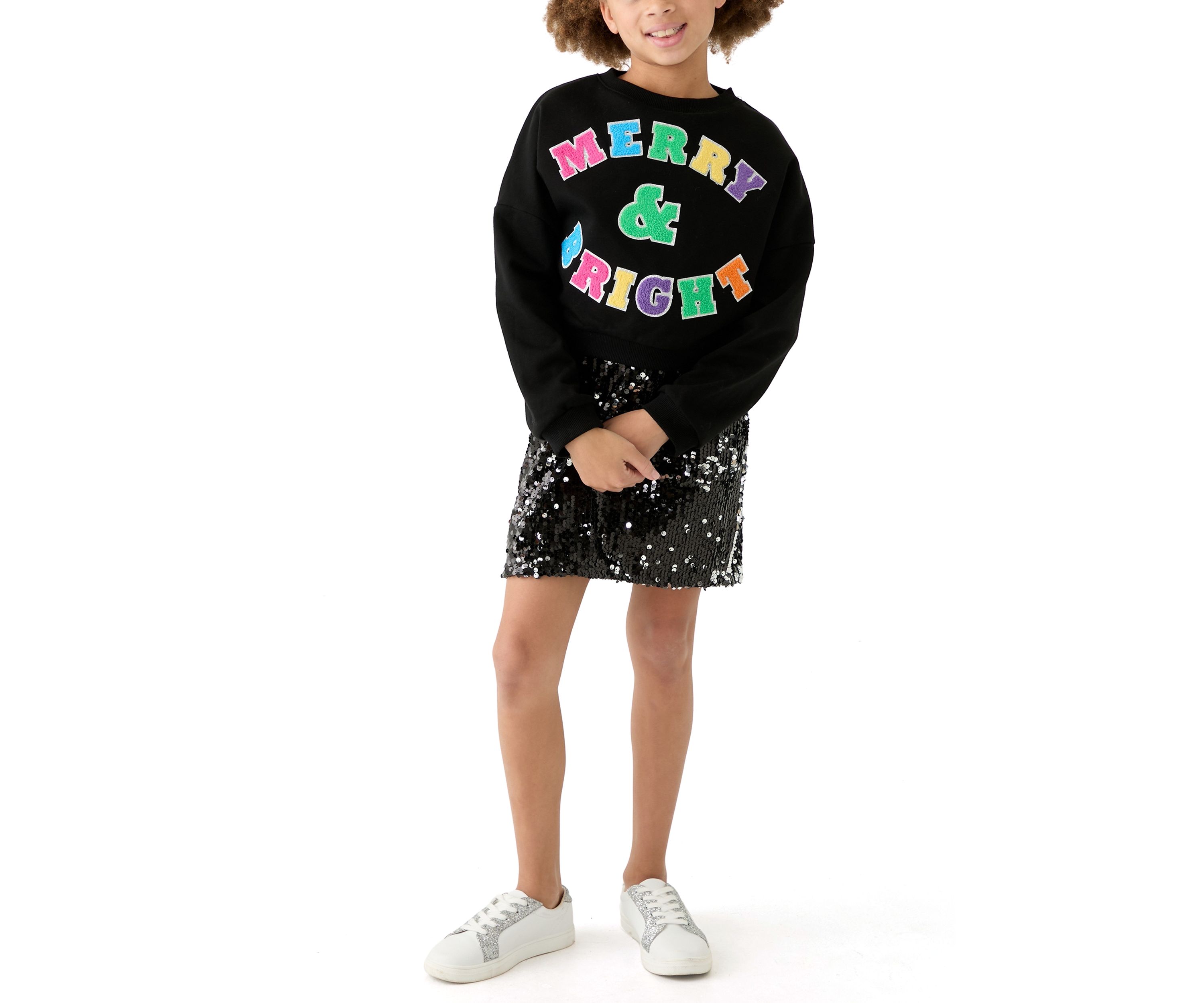 Girls 7-16 Merry and Bright Sequin Sweatshirt Dress