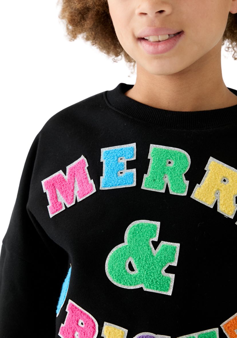 Girls 7-16 Merry and Bright Sequin Sweatshirt Dress