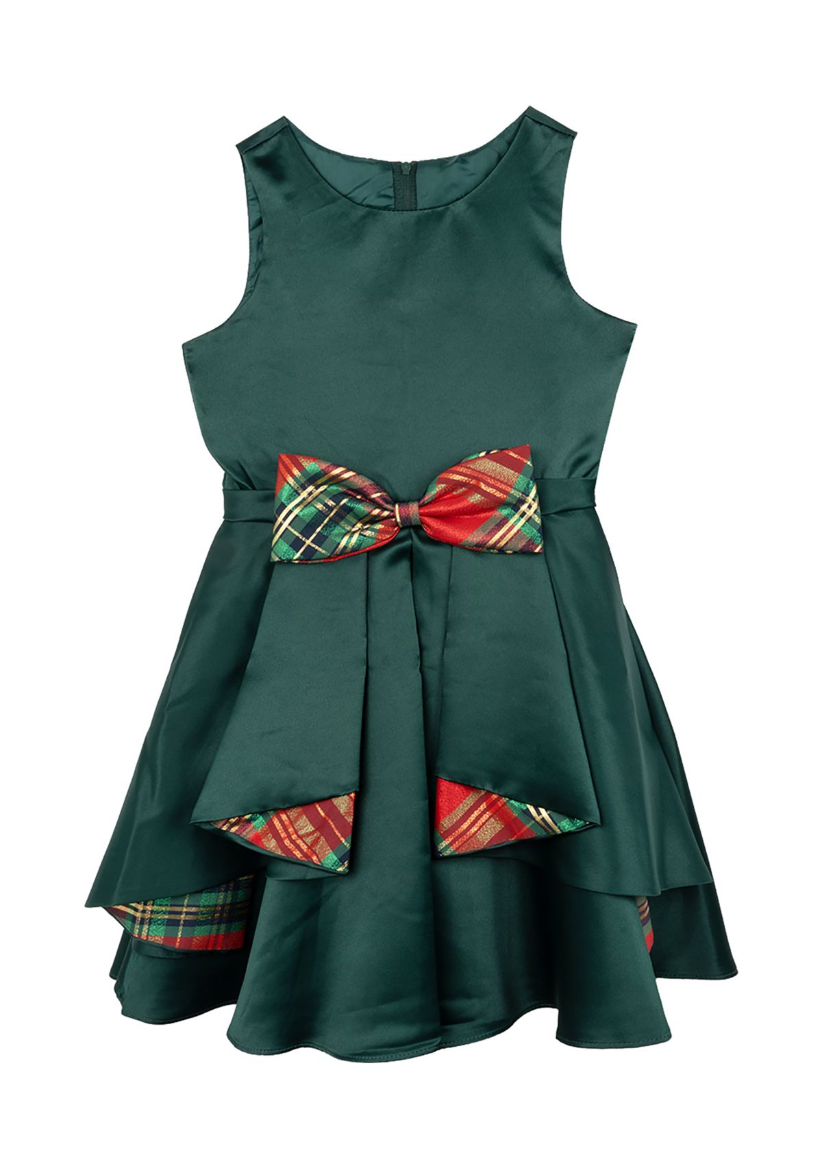 Girls 7-16 Satin Dress with Cascade Taffeta Bow Dress