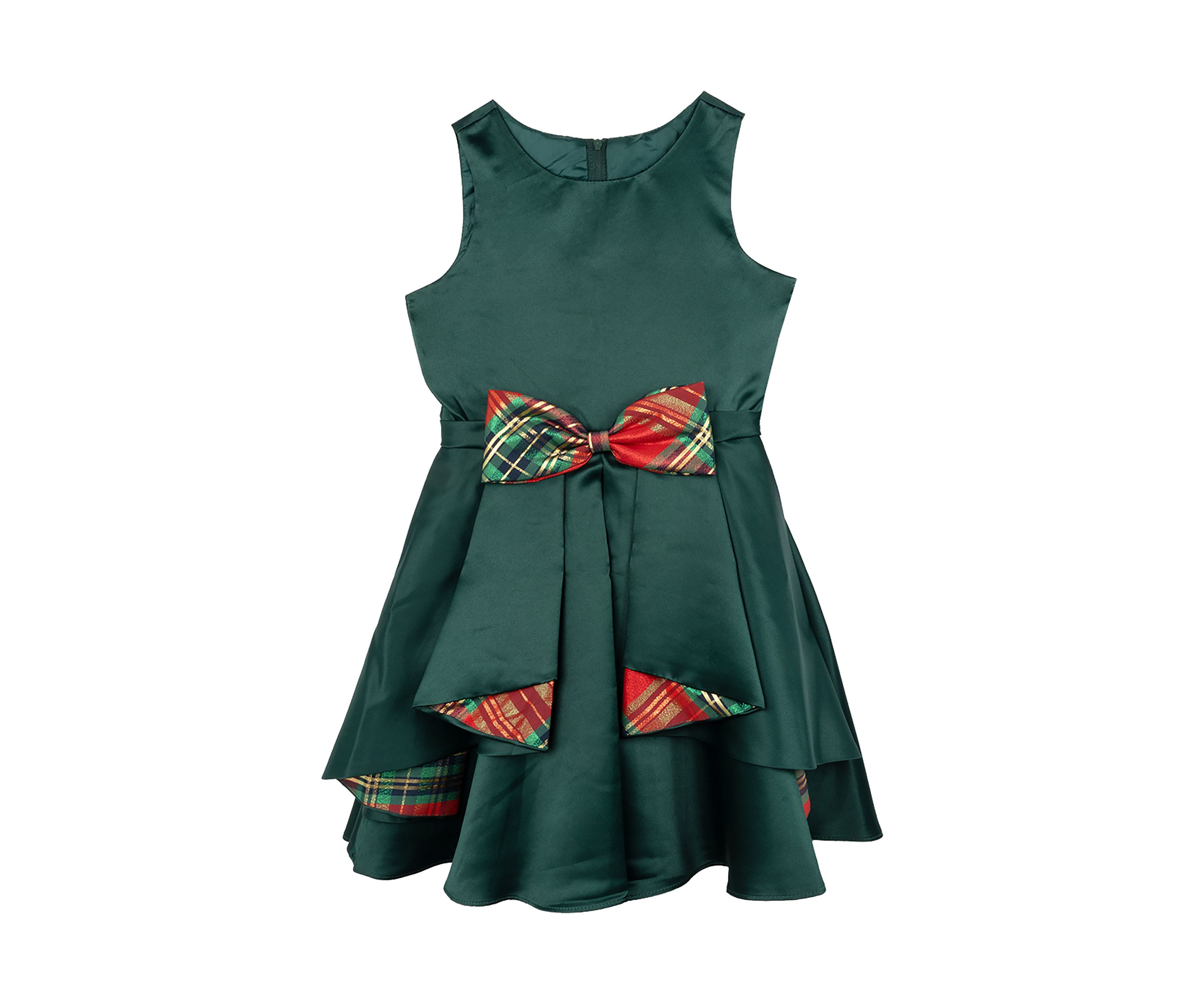 Girls 7-16 Satin Dress with Cascade Taffeta Bow Dress