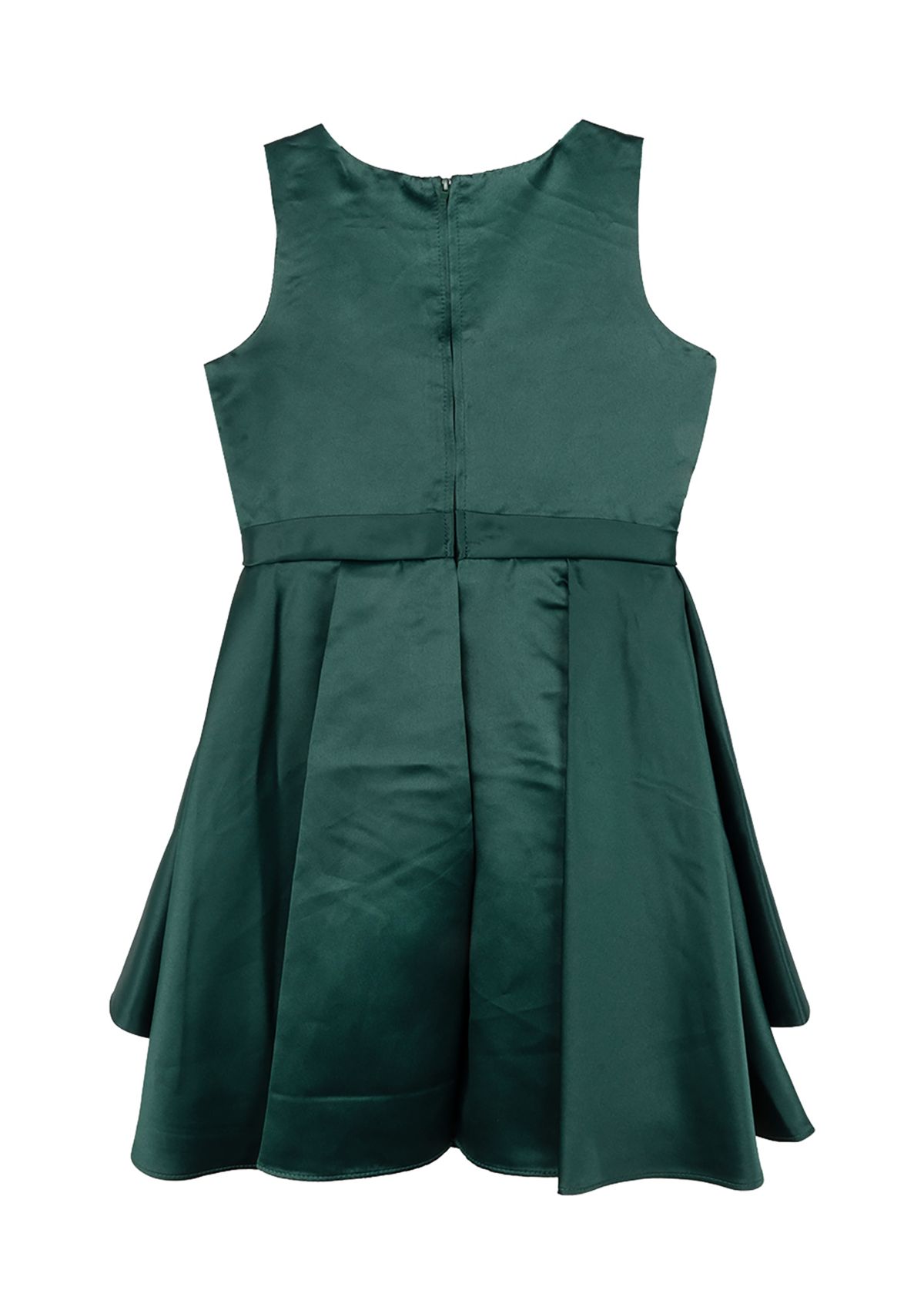 Girls 7-16 Satin Dress with Cascade Taffeta Bow Dress