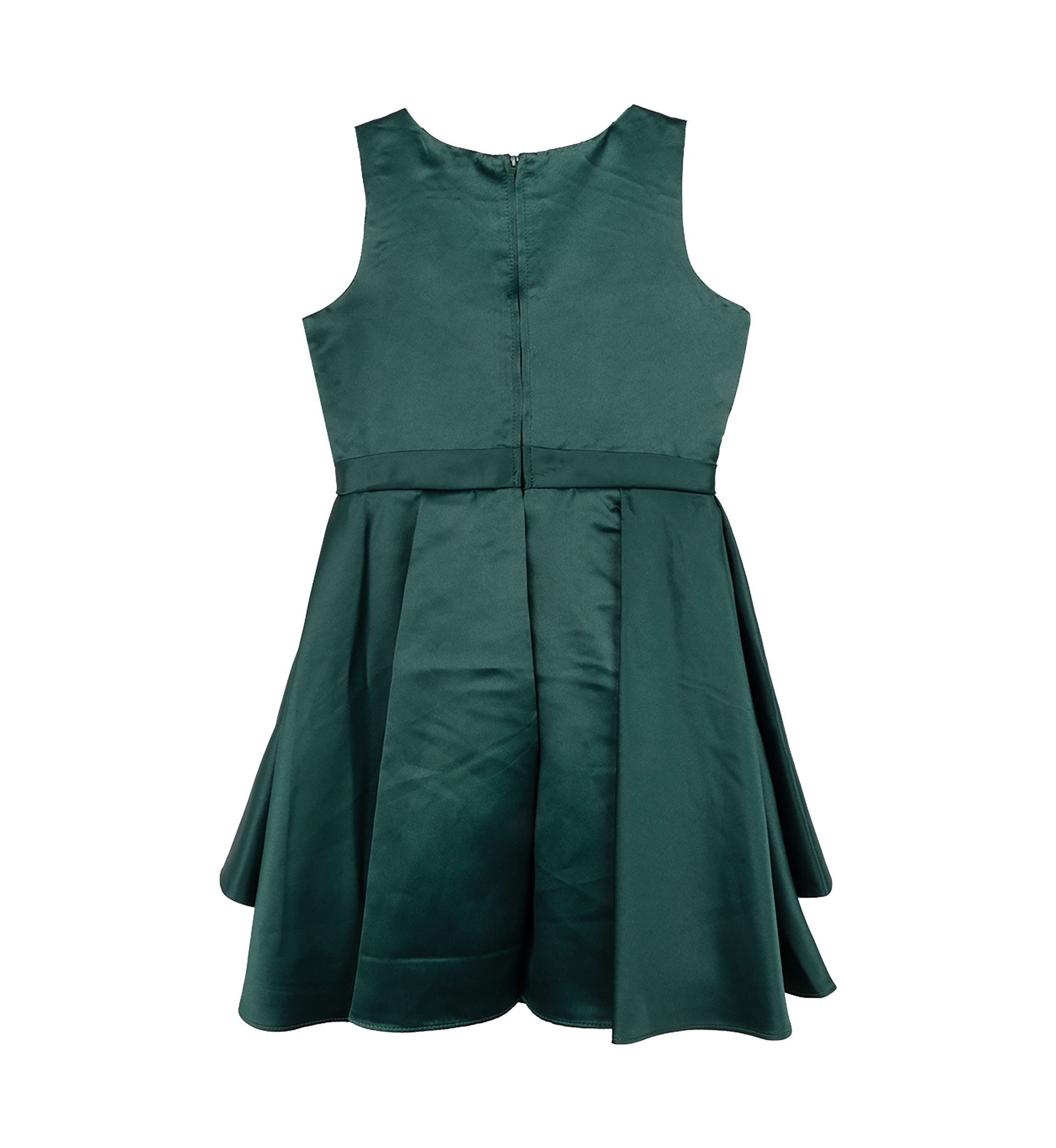 Girls 7-16 Satin Dress with Cascade Taffeta Bow Dress