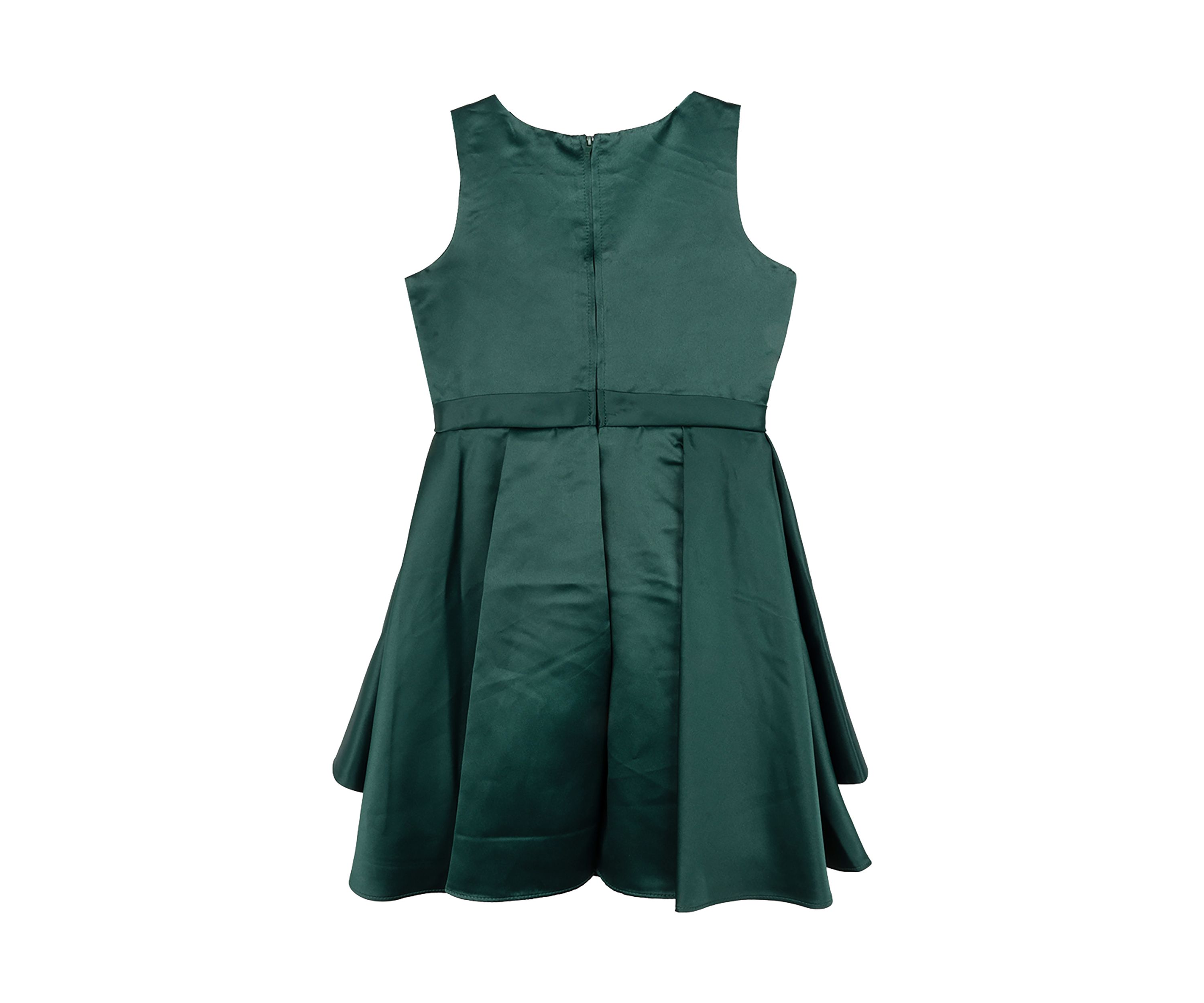 Girls 7-16 Satin Dress with Cascade Taffeta Bow Dress