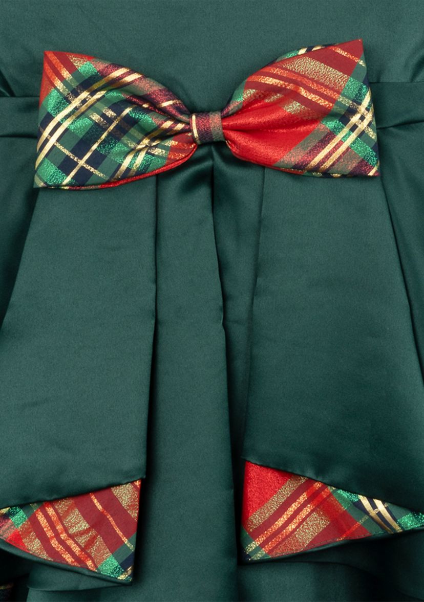Girls 7-16 Satin Dress with Cascade Taffeta Bow Dress