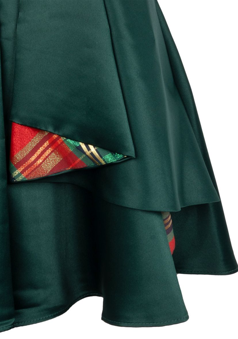 Girls 7-16 Satin Dress with Cascade Taffeta Bow Dress