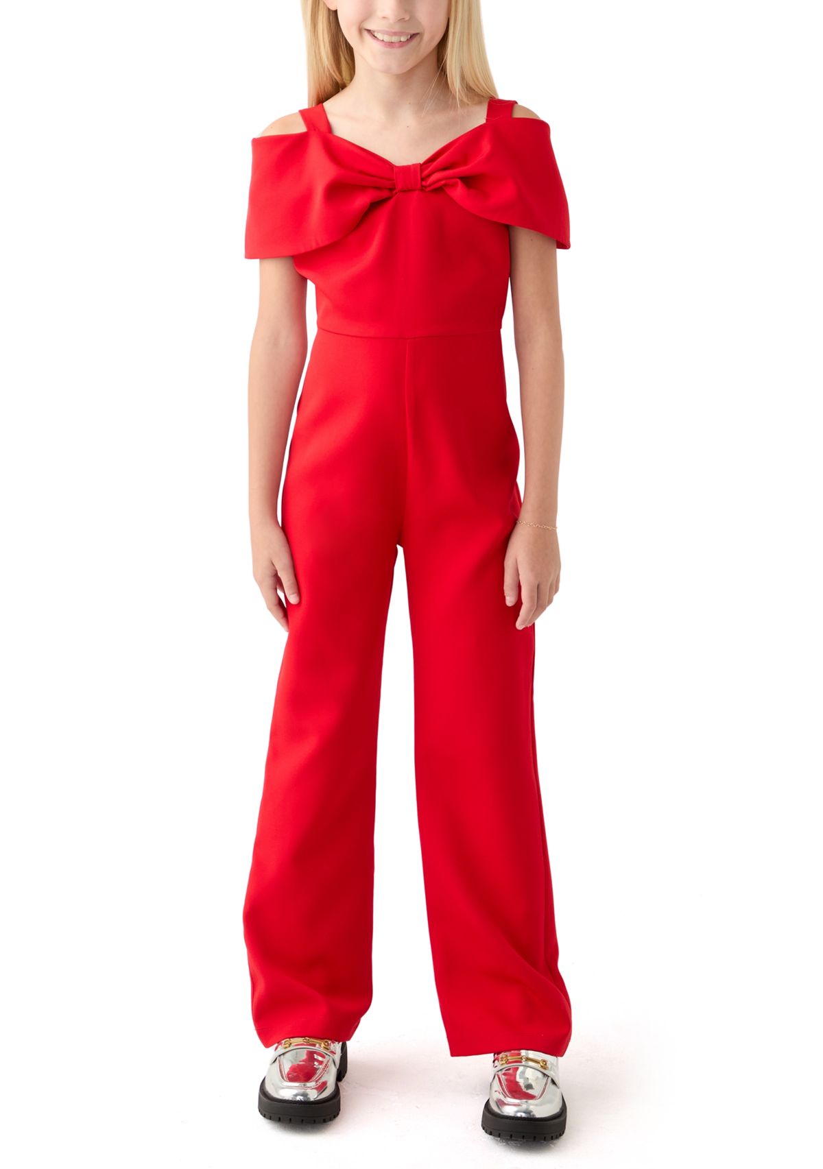 Girls 7-16 Laguna Scuba Jumpsuit with Bow Bodice