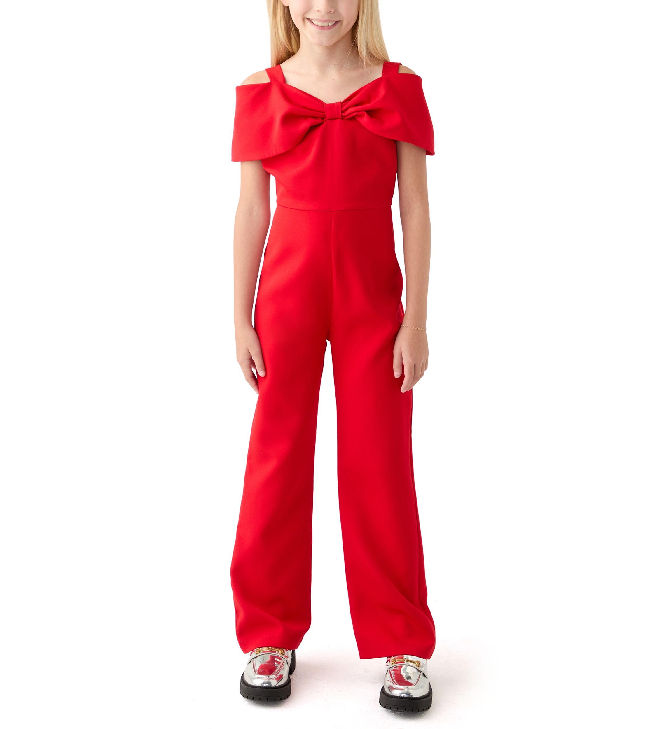 Girls 7-16 Laguna Scuba Jumpsuit with Bow Bodice
