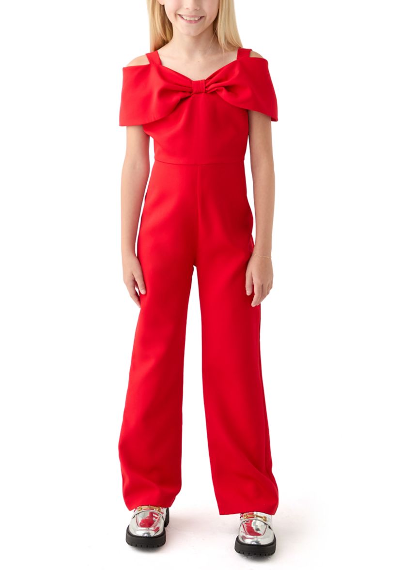 Girls 7-16 Laguna Scuba Jumpsuit with Bow Bodice
