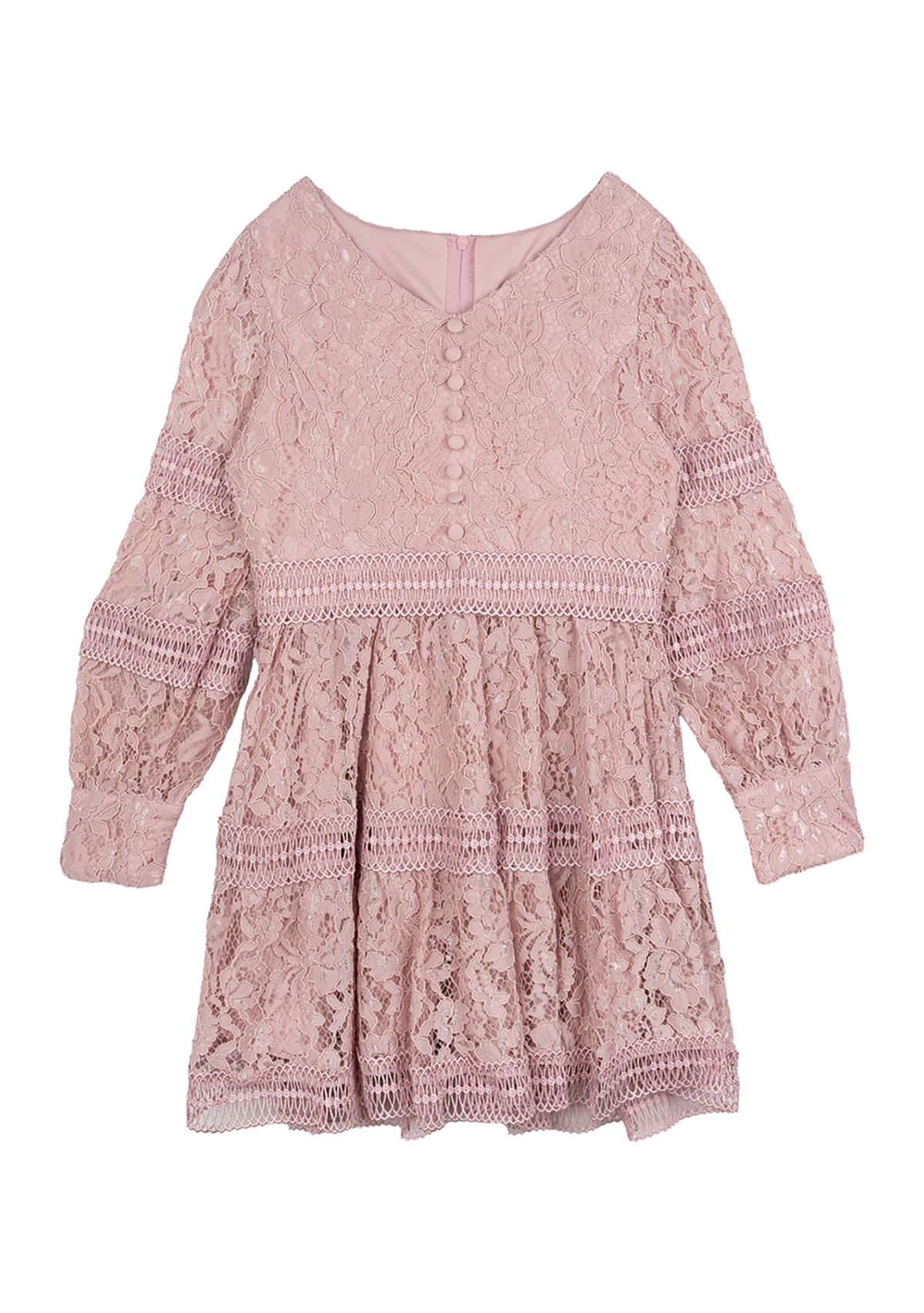 Girls 7-16 Lace Dress with Trim Inserts