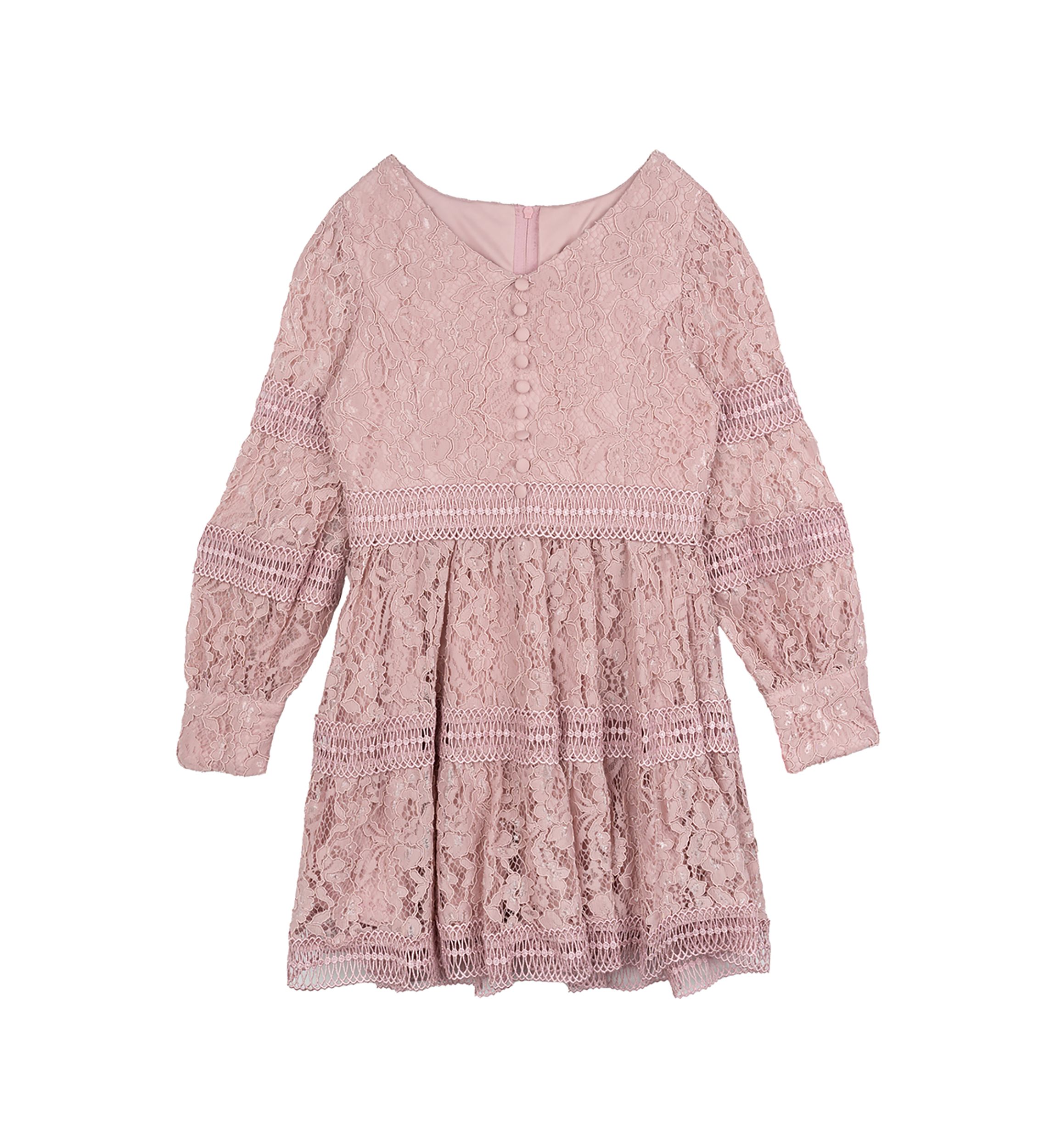 Girls 7-16 Lace Dress with Trim Inserts