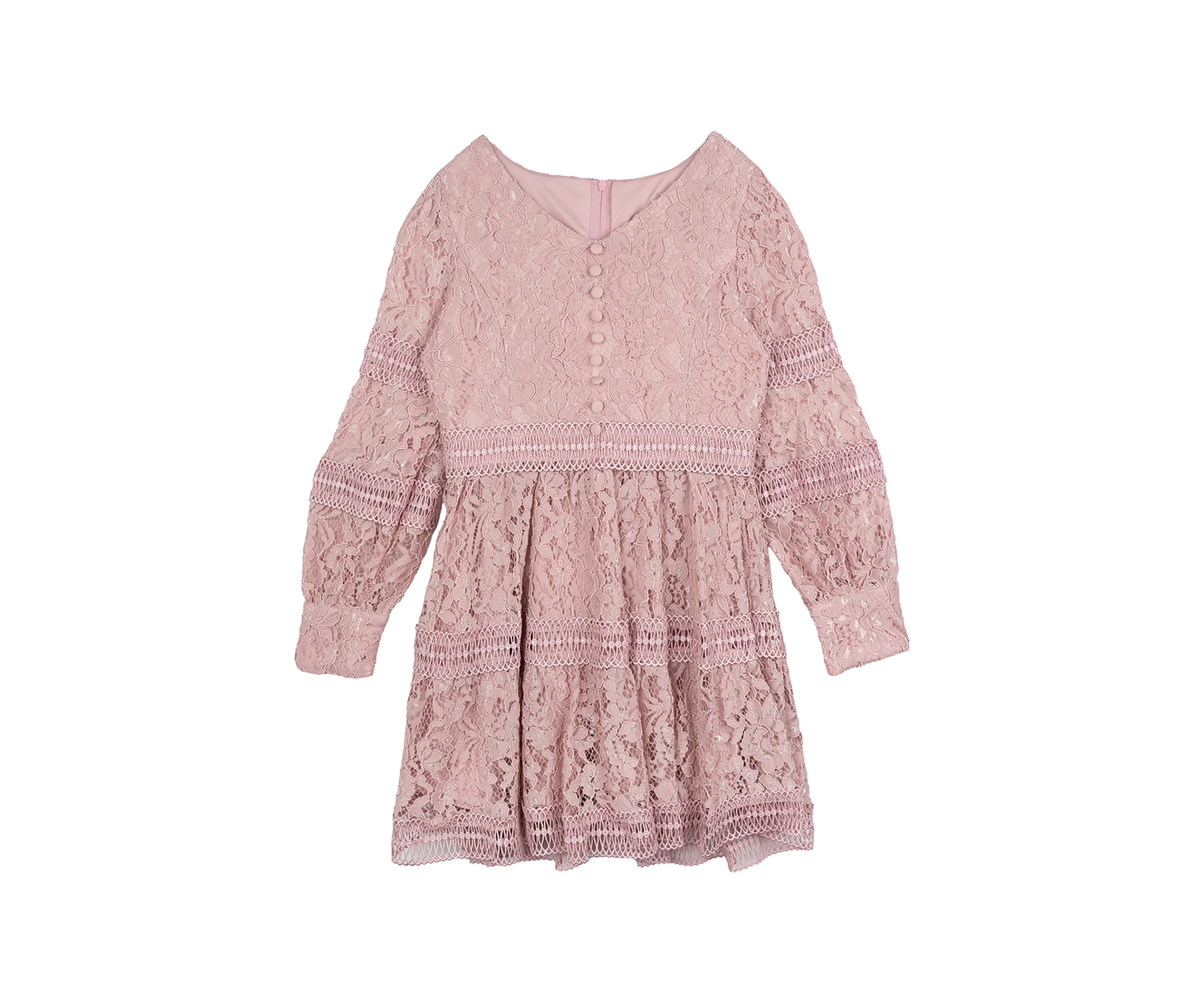 Girls 7-16 Lace Dress with Trim Inserts