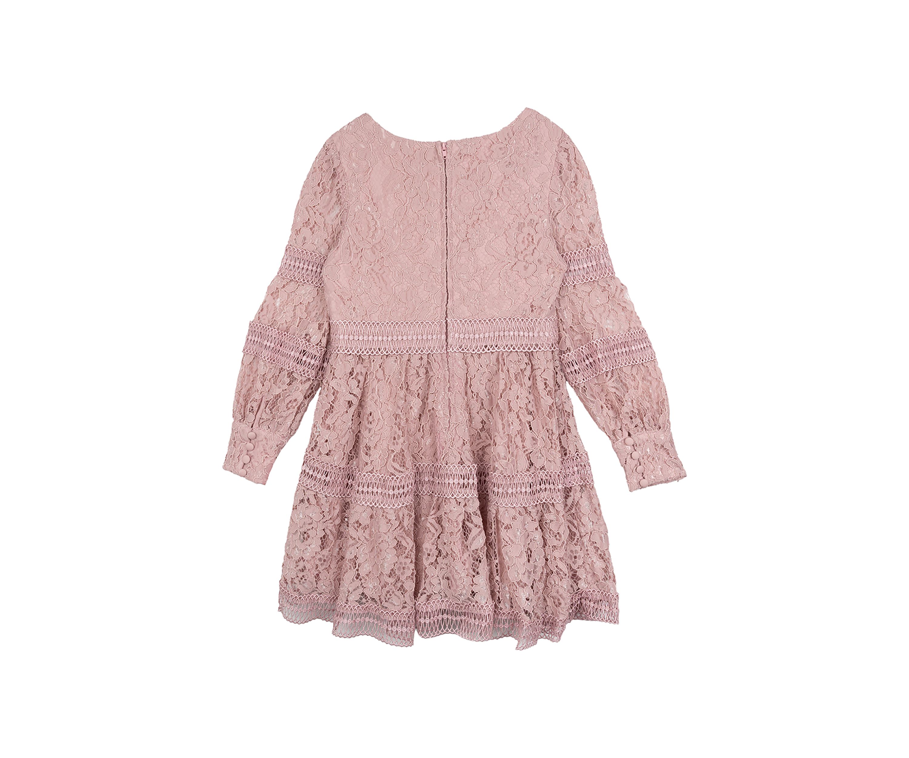 Girls 7-16 Lace Dress with Trim Inserts