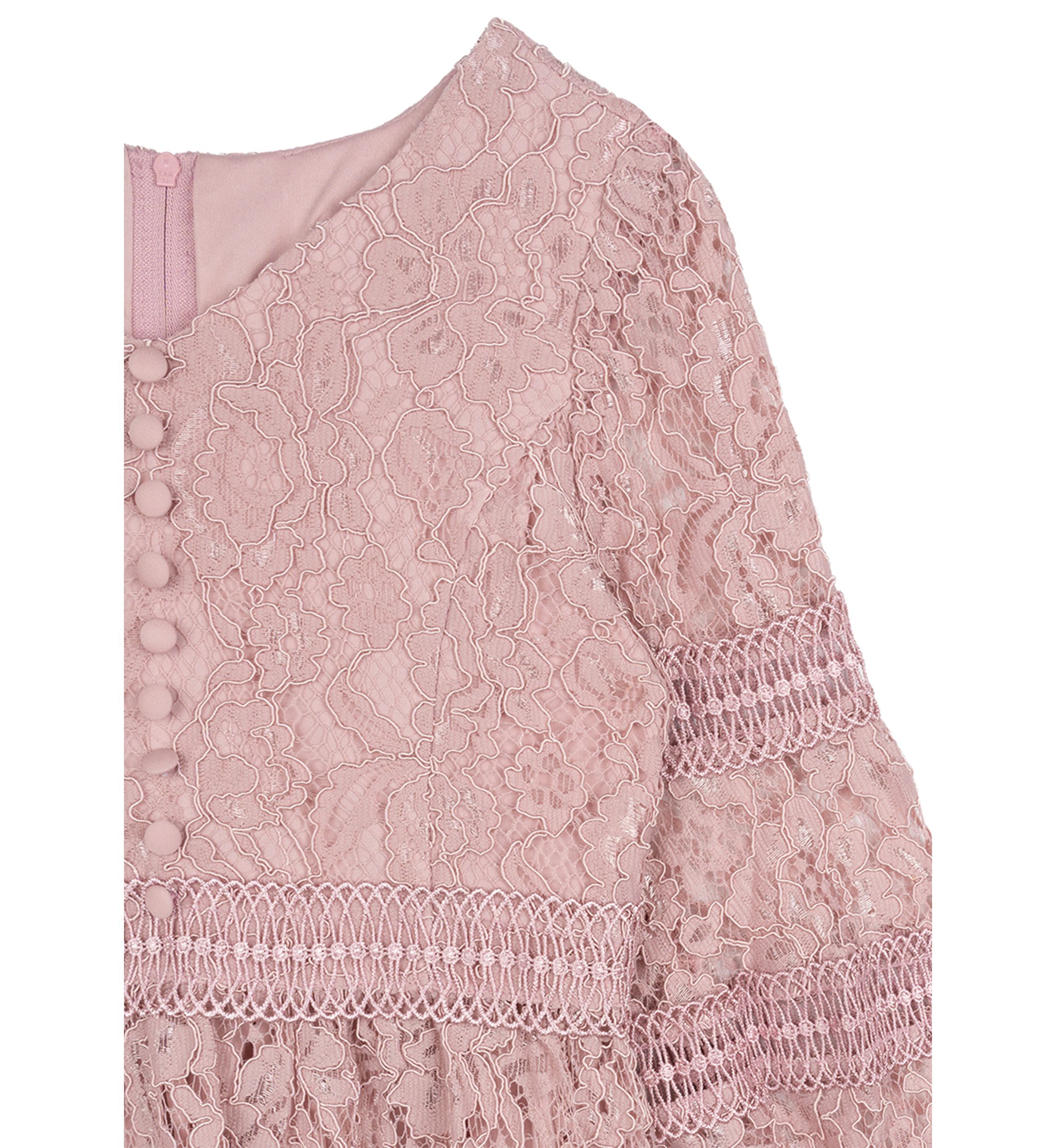 Girls 7-16 Lace Dress with Trim Inserts