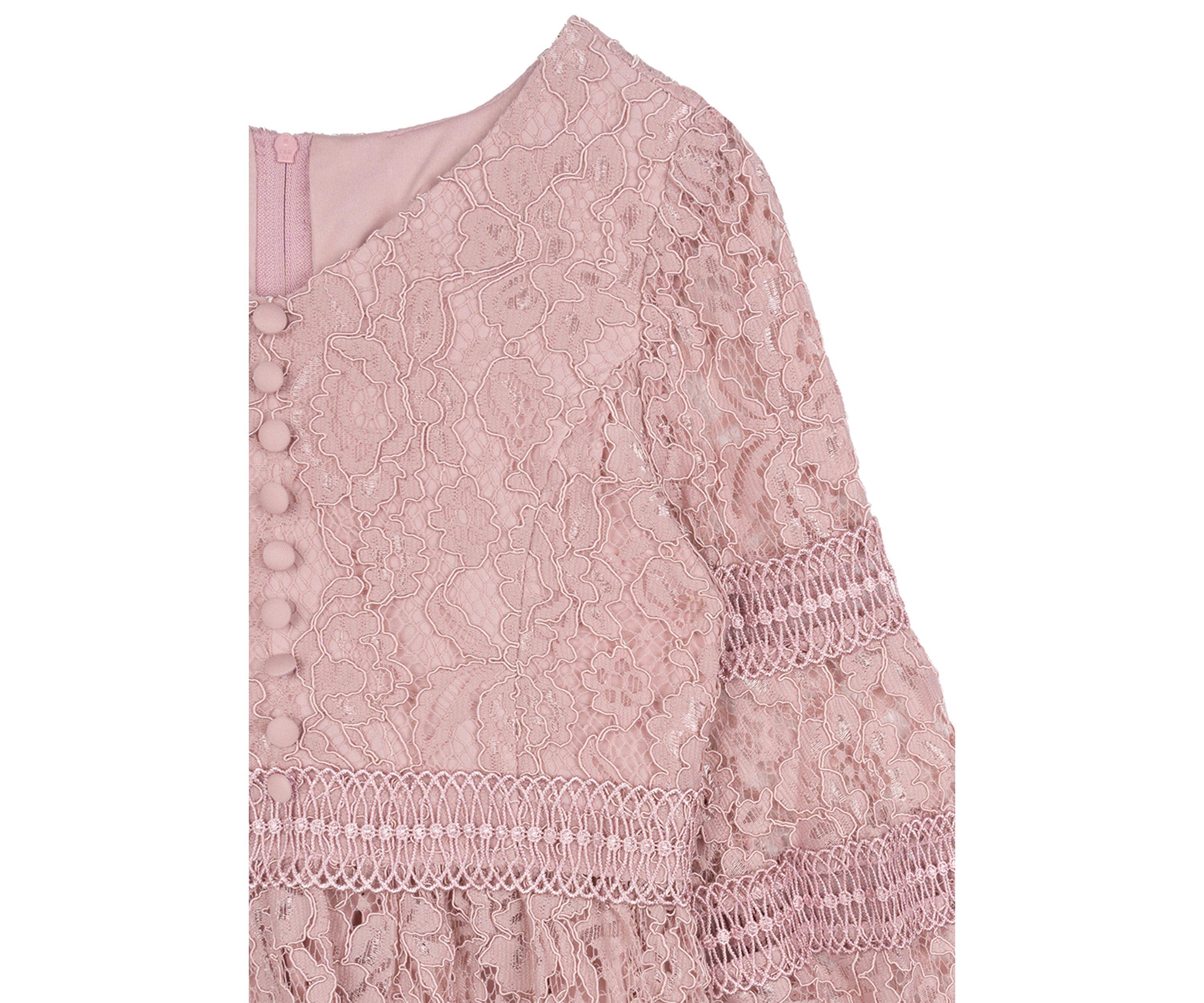 Girls 7-16 Lace Dress with Trim Inserts