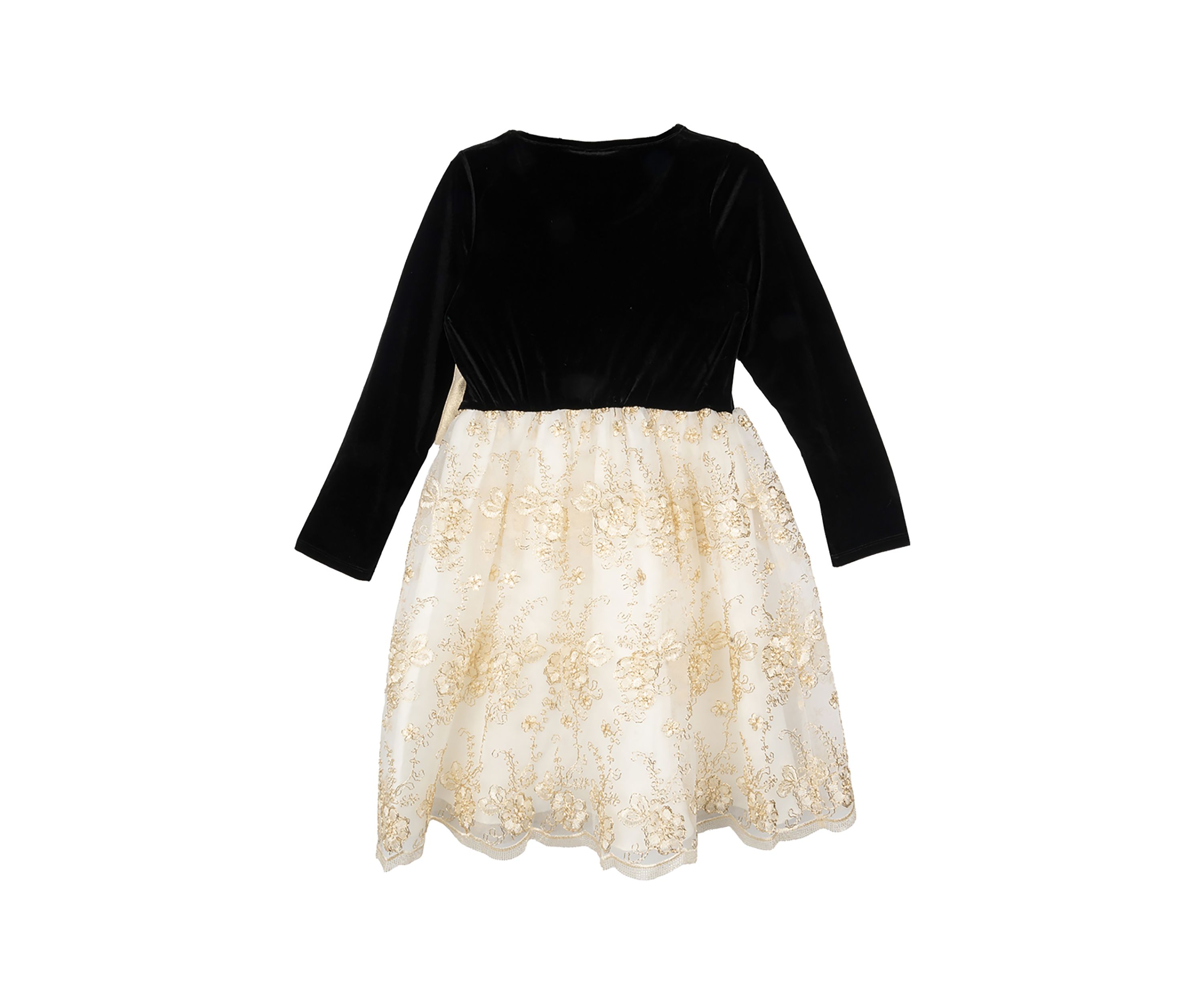 Girls 7-16 Velvet Bodice Embroidered Skirt Dress