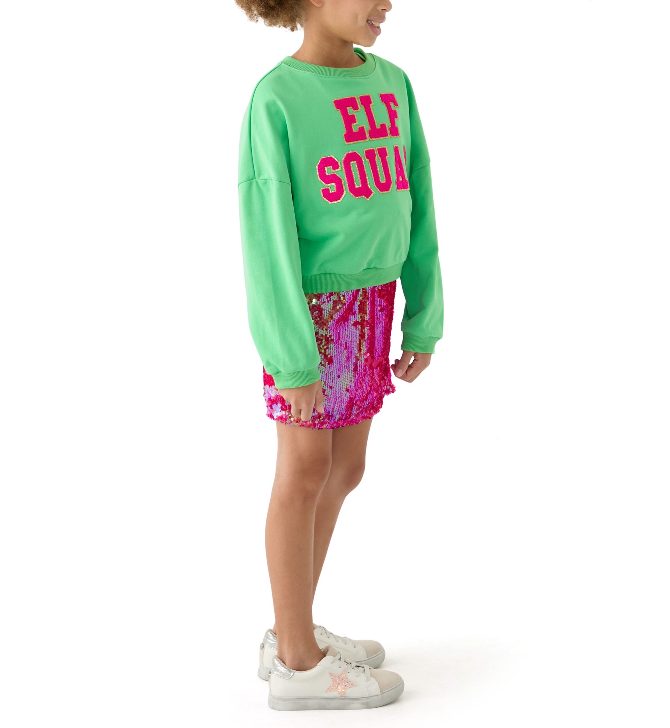 Girls 7-16 Elf Squad Popover to Sequin Bodycon Dress