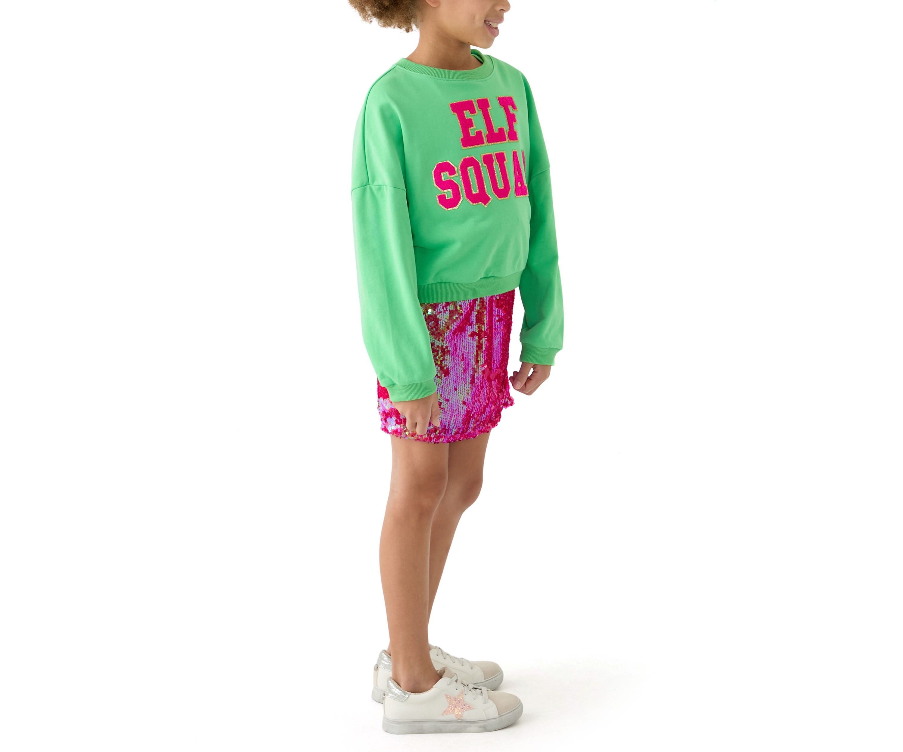 Girls 7-16 Elf Squad Popover to Sequin Bodycon Dress