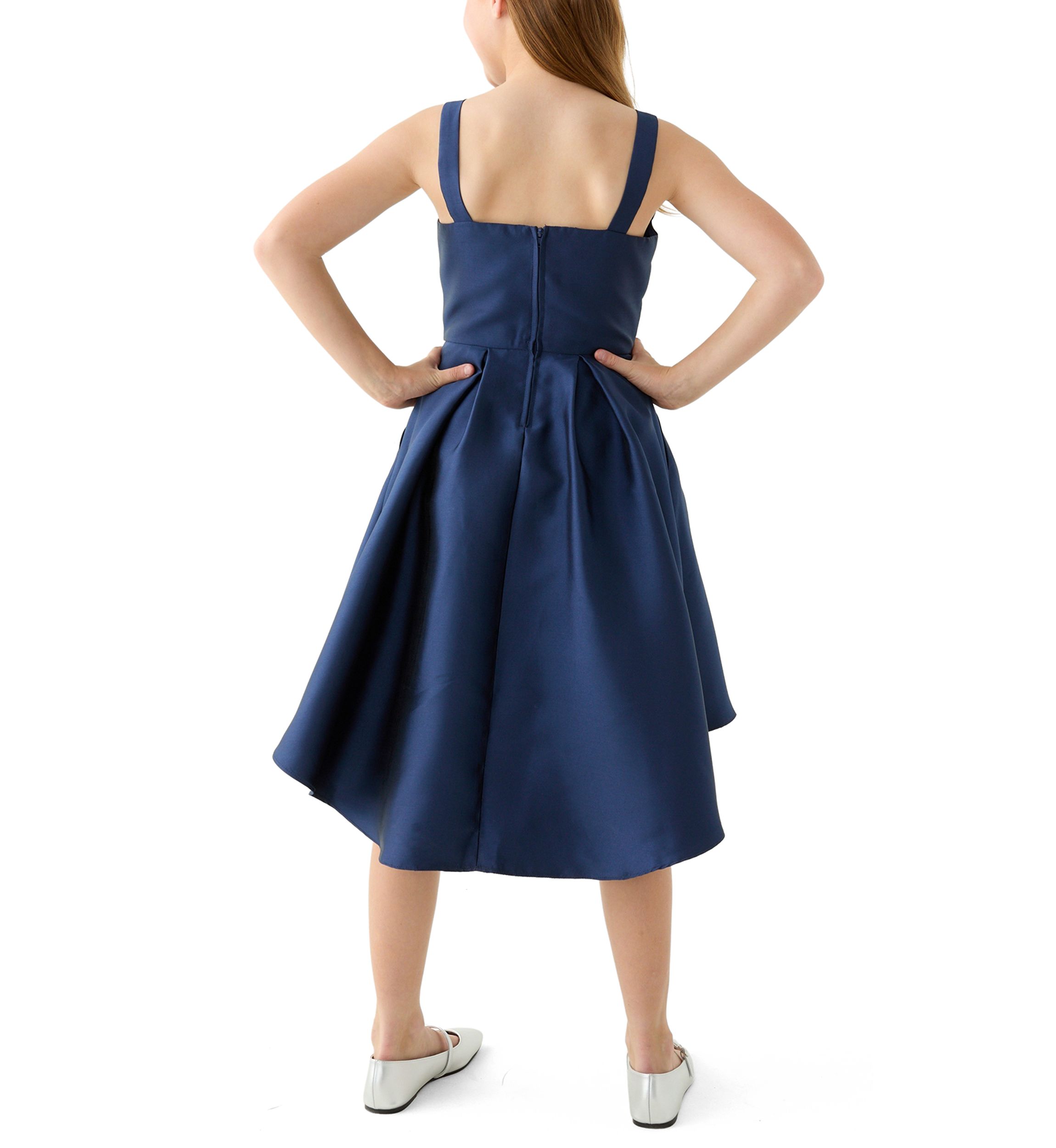 Girls 7-16 Hi Low Fit and Flare Dress with Bow